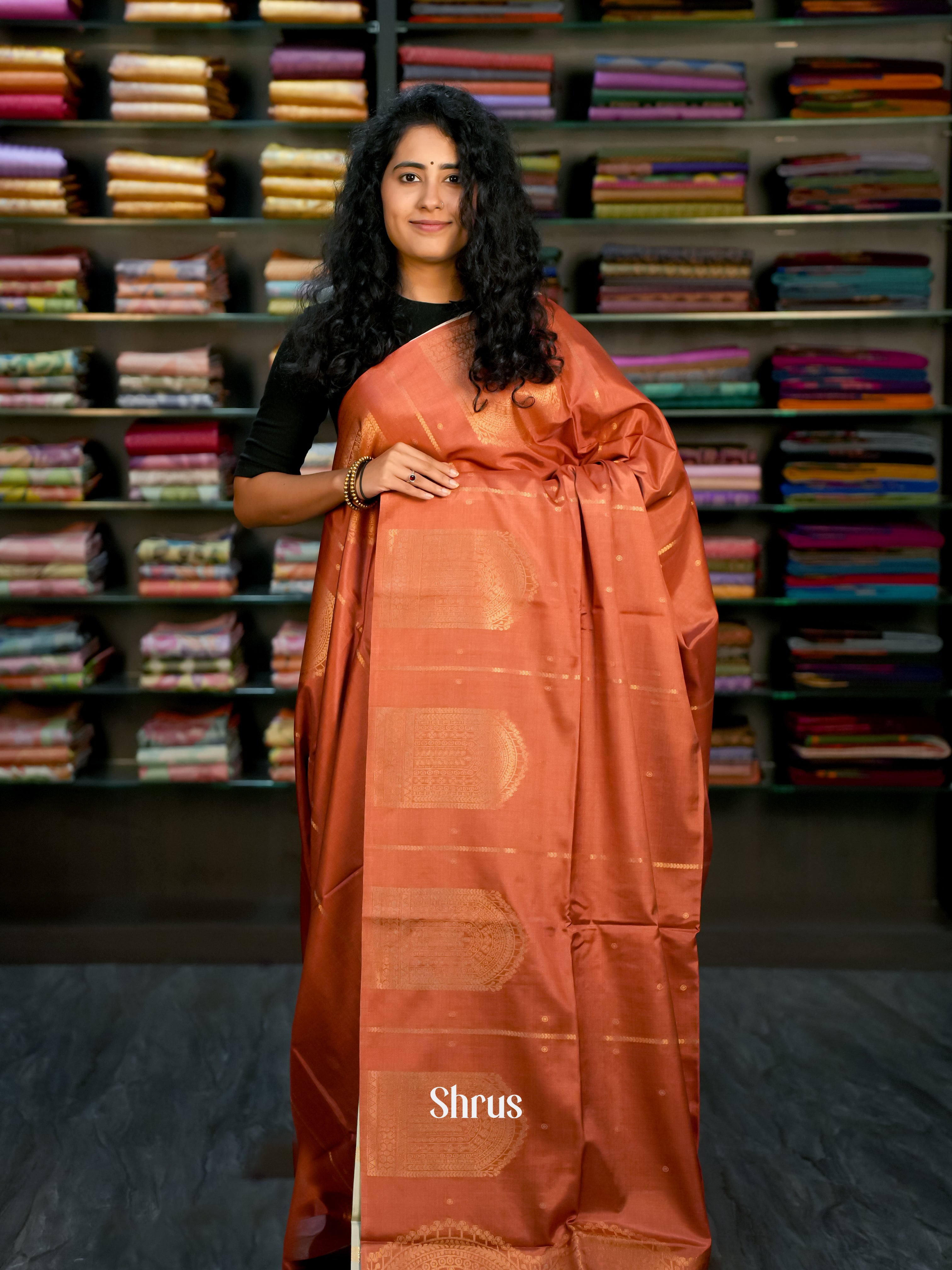 Orange & Teal Green - Semi Tussar Saree