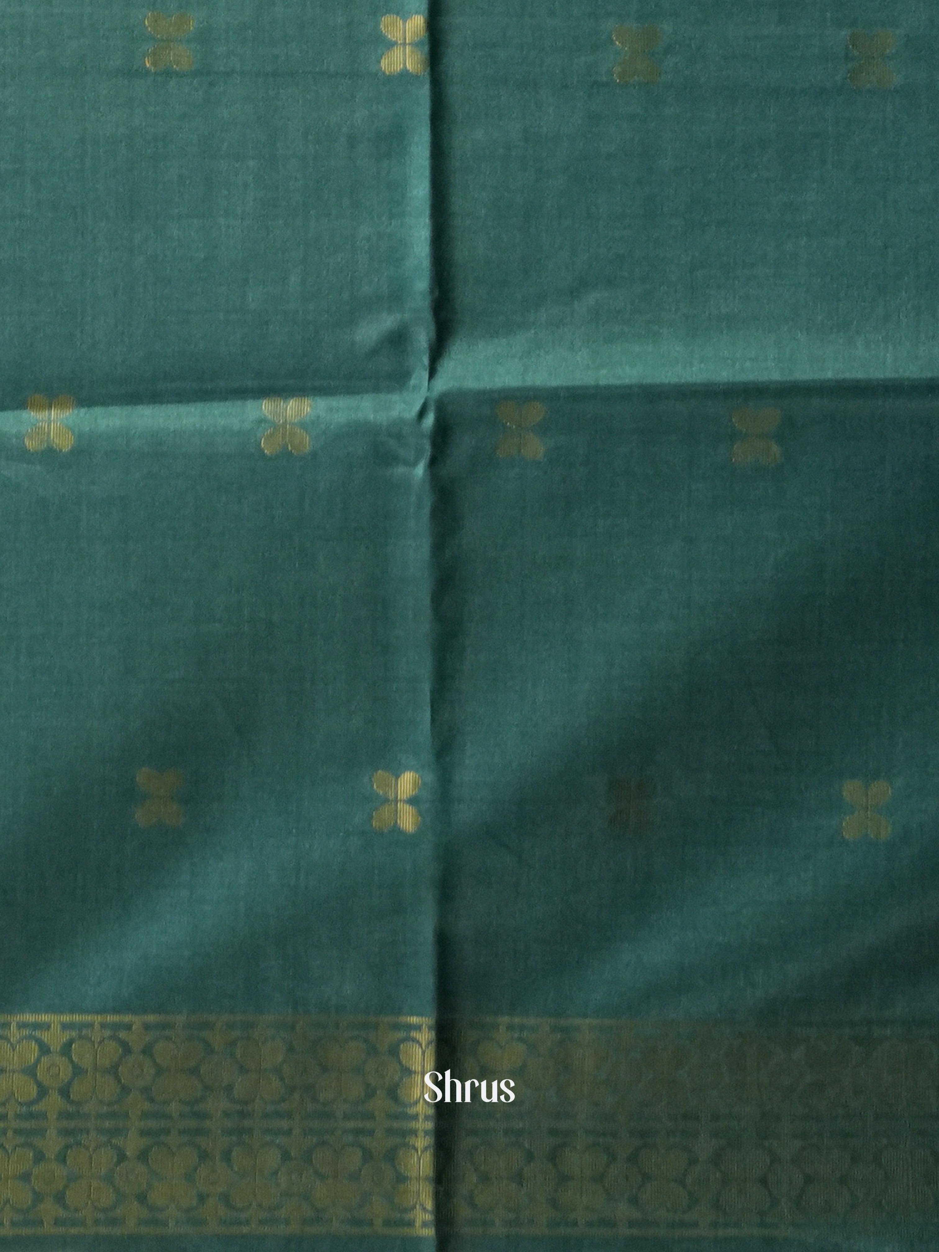 Orange & Teal Green - Semi Tussar Saree