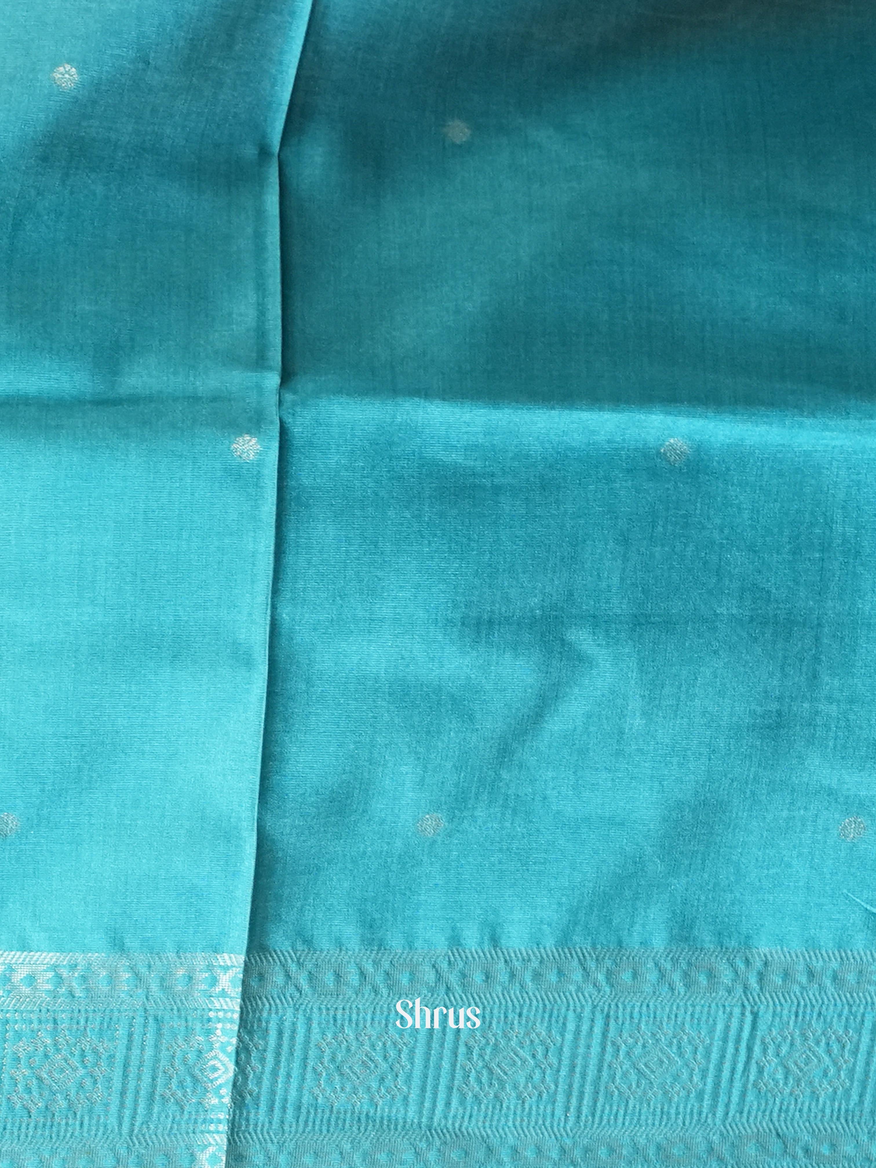 Brown & Teal - Semi Tussar Saree