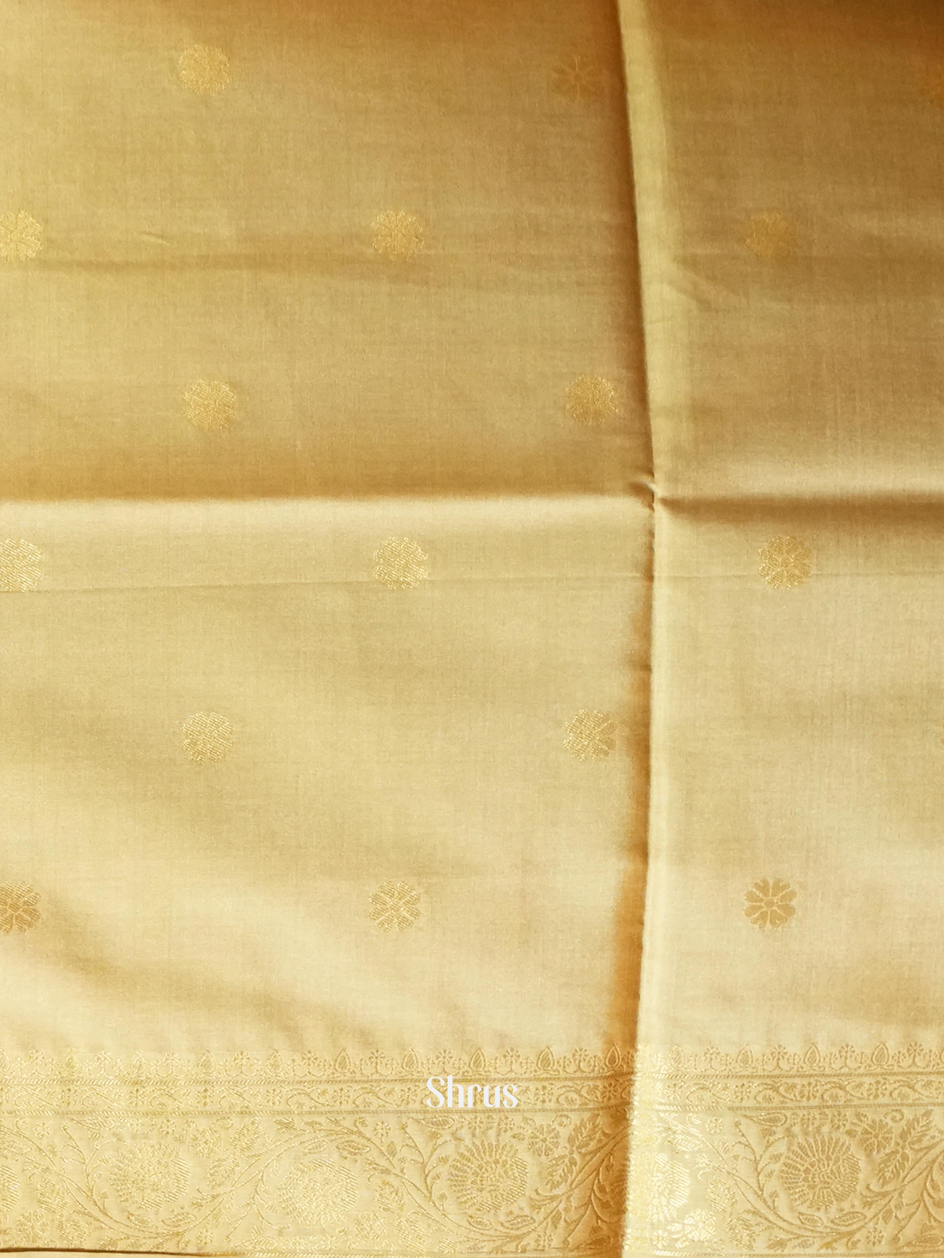 Mustardy Orange & Gold - Semi Tussar Saree