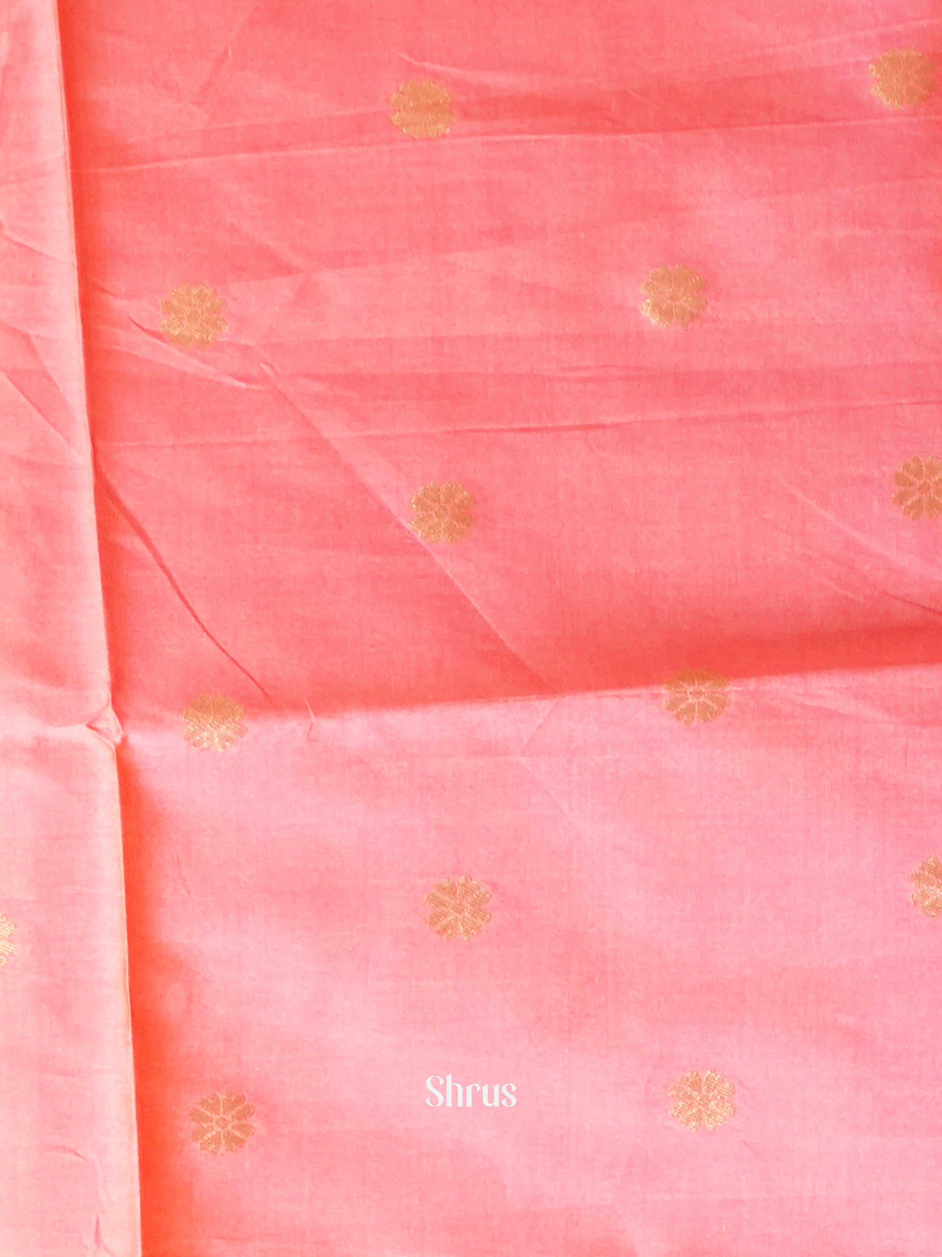 Grey & Orangish Pink - Semi Tussar Saree