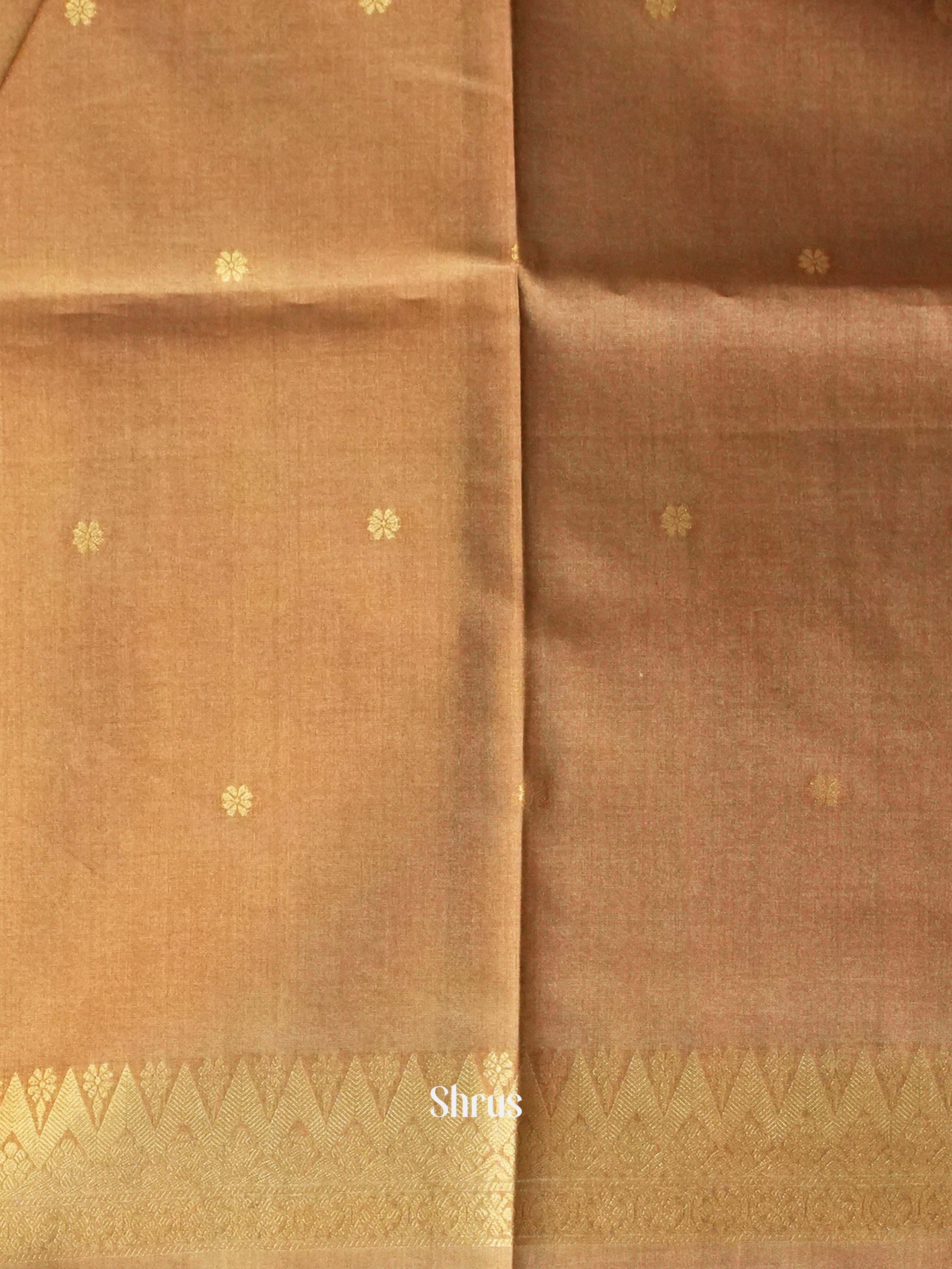 Purple & Brown - Semi Tussar Saree