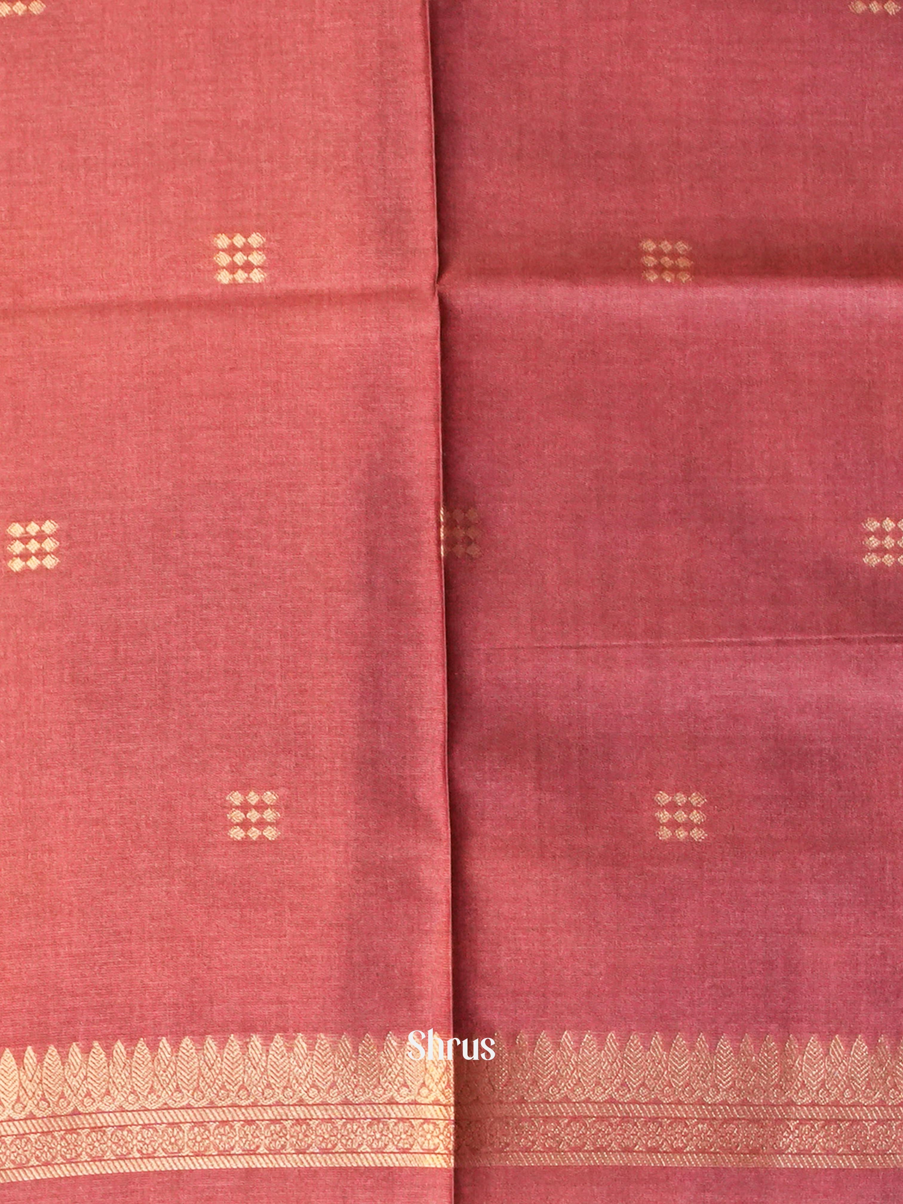 Grey & Red - Semi Tussar Saree