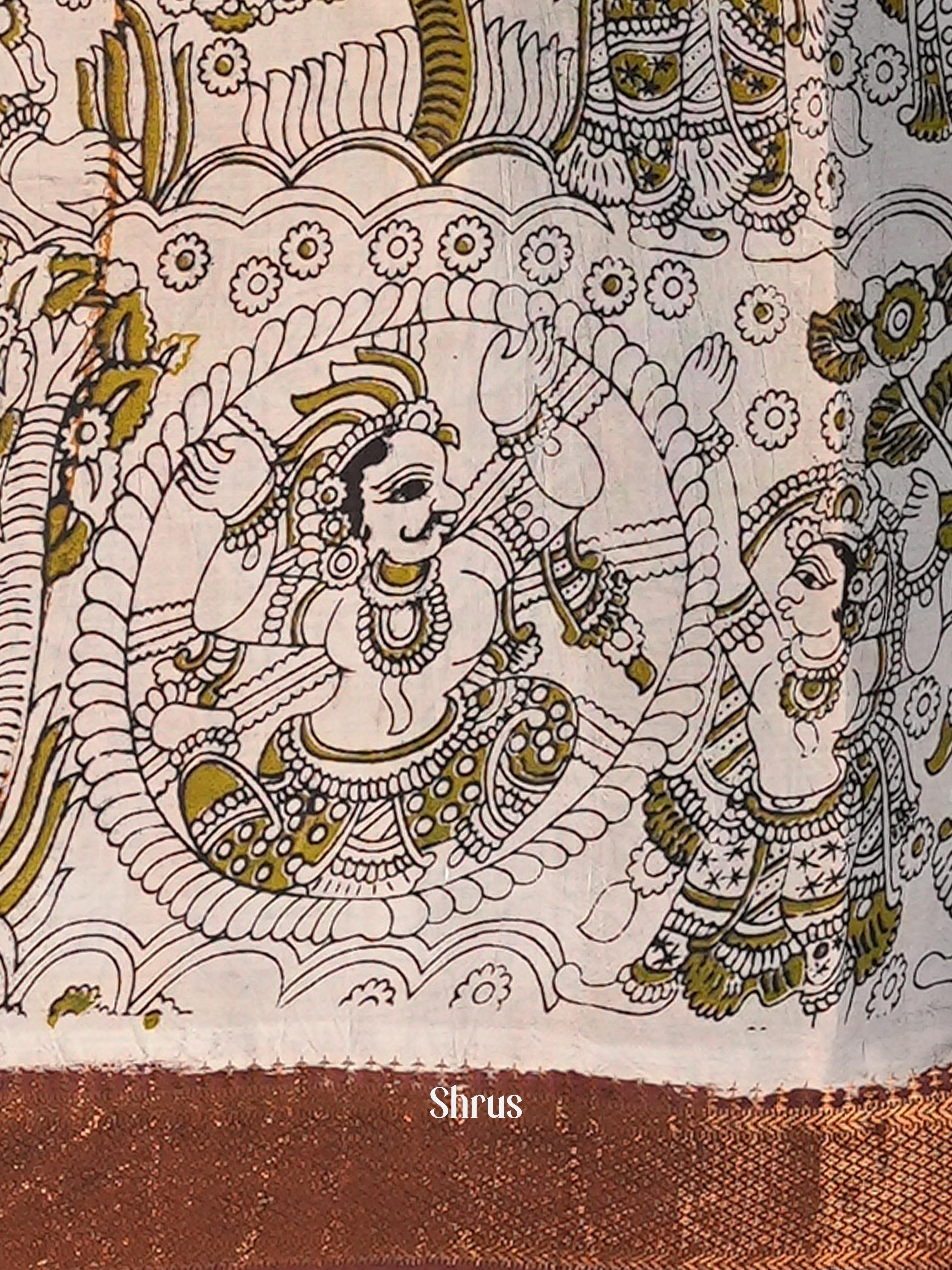 Cream & Brown - chennur-kalamkari Saree