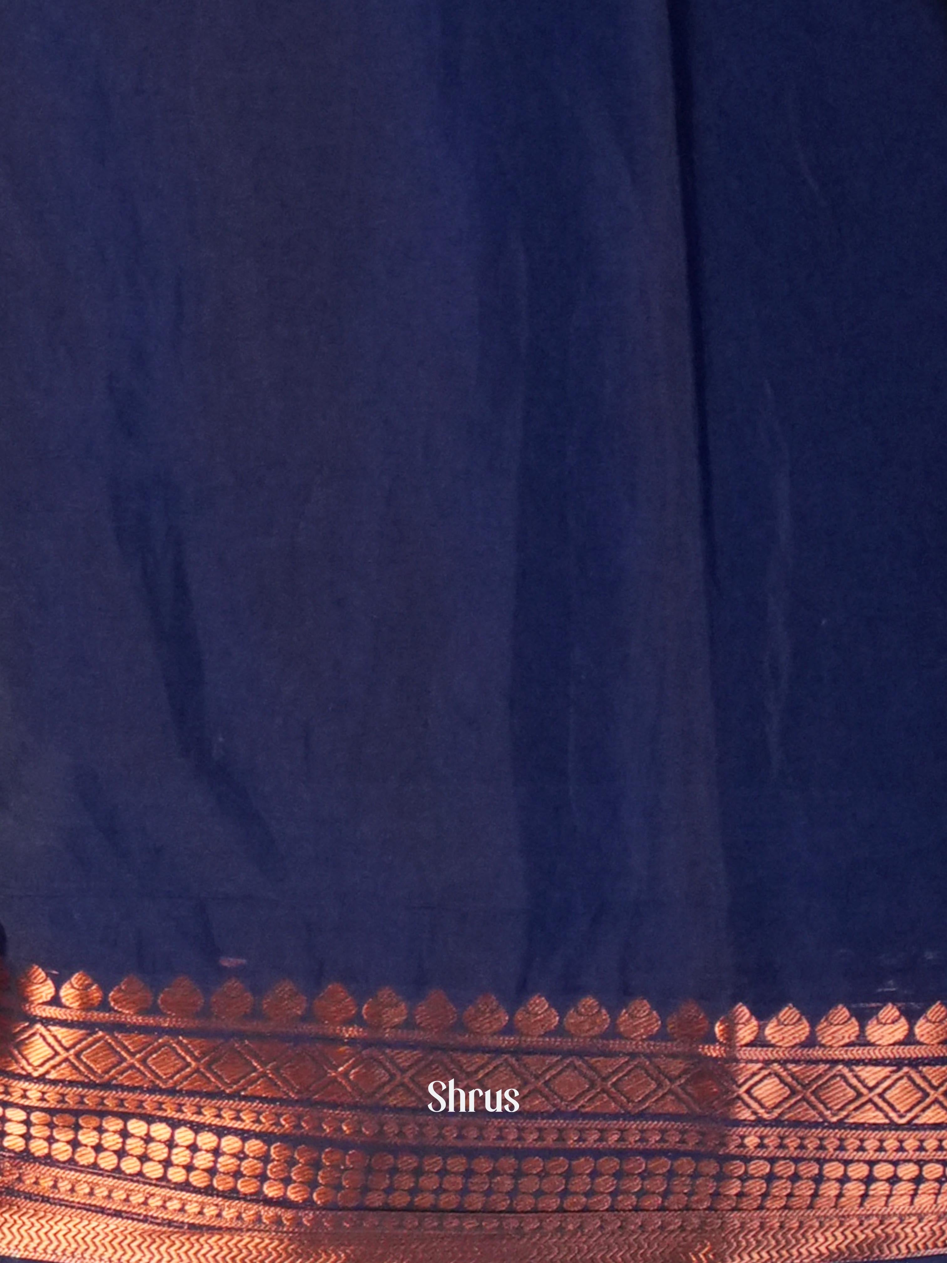 Teal & Navy Blue - Semi Mysore silk Saree