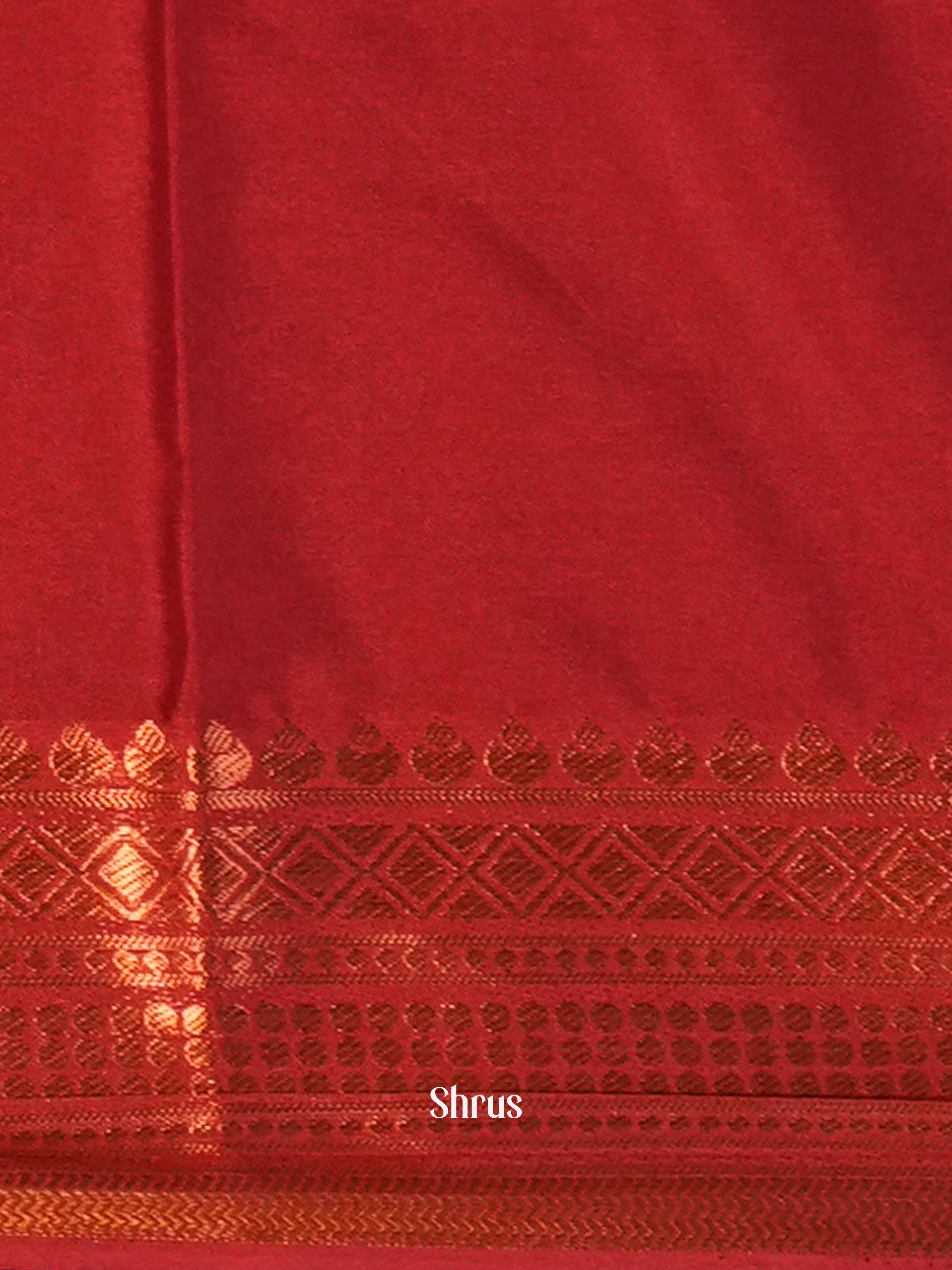 Mustard & Maroon- Semi Mysore silk Saree