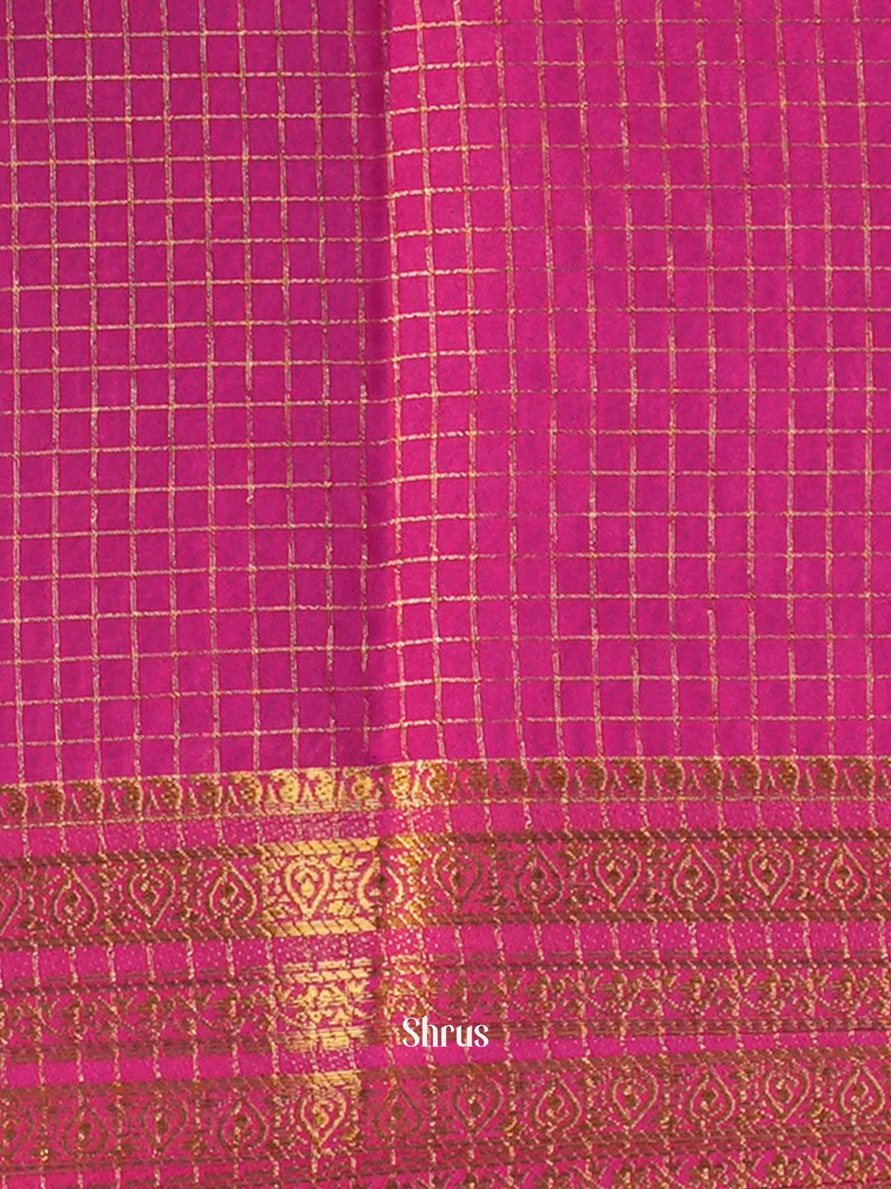 Blue & Pink - Semi Mysore silk Saree