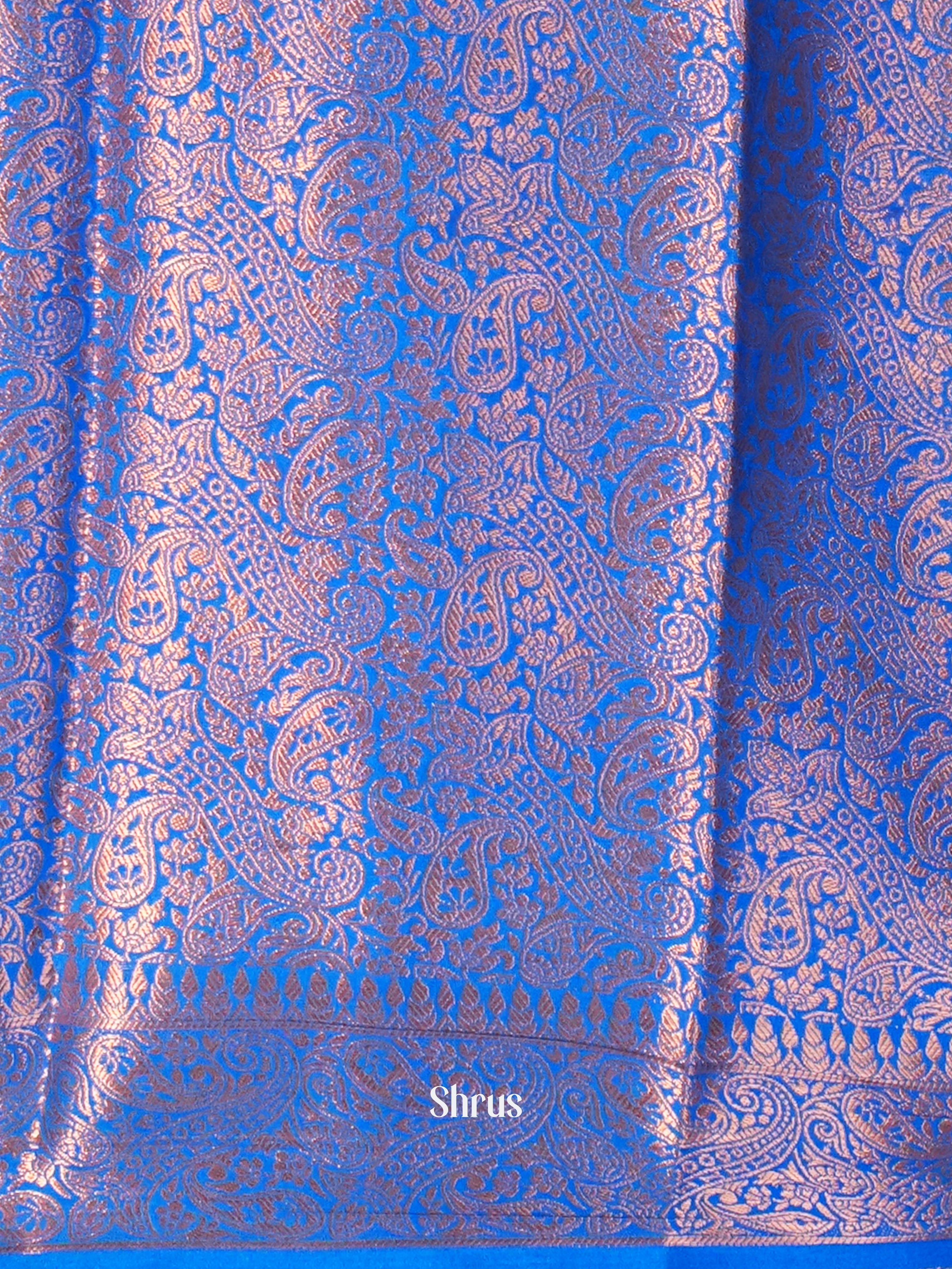 Navy Blue & Blue Semi Mysore silk Saree