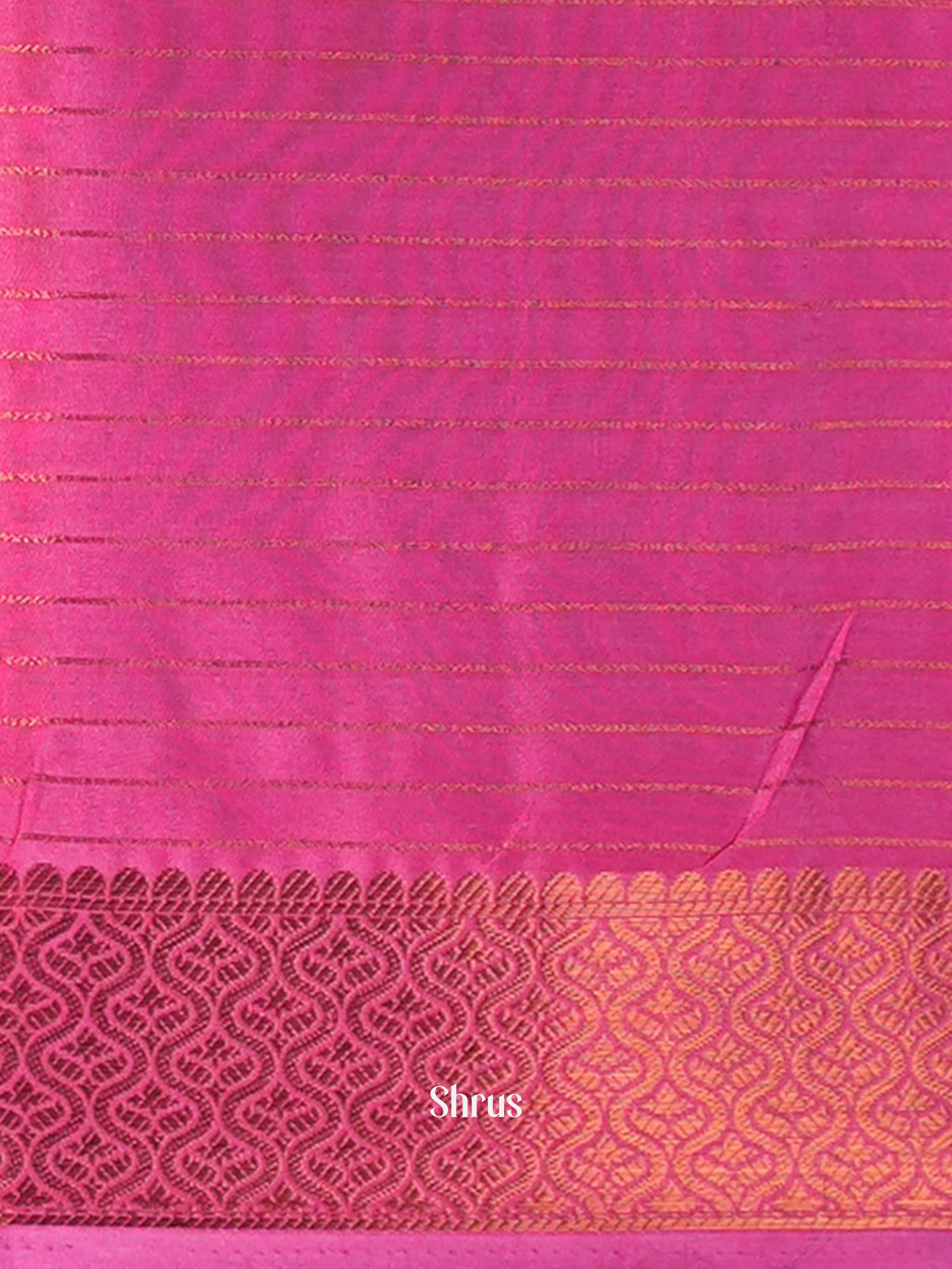 Teal & Pink - Semi Mysore silk Saree