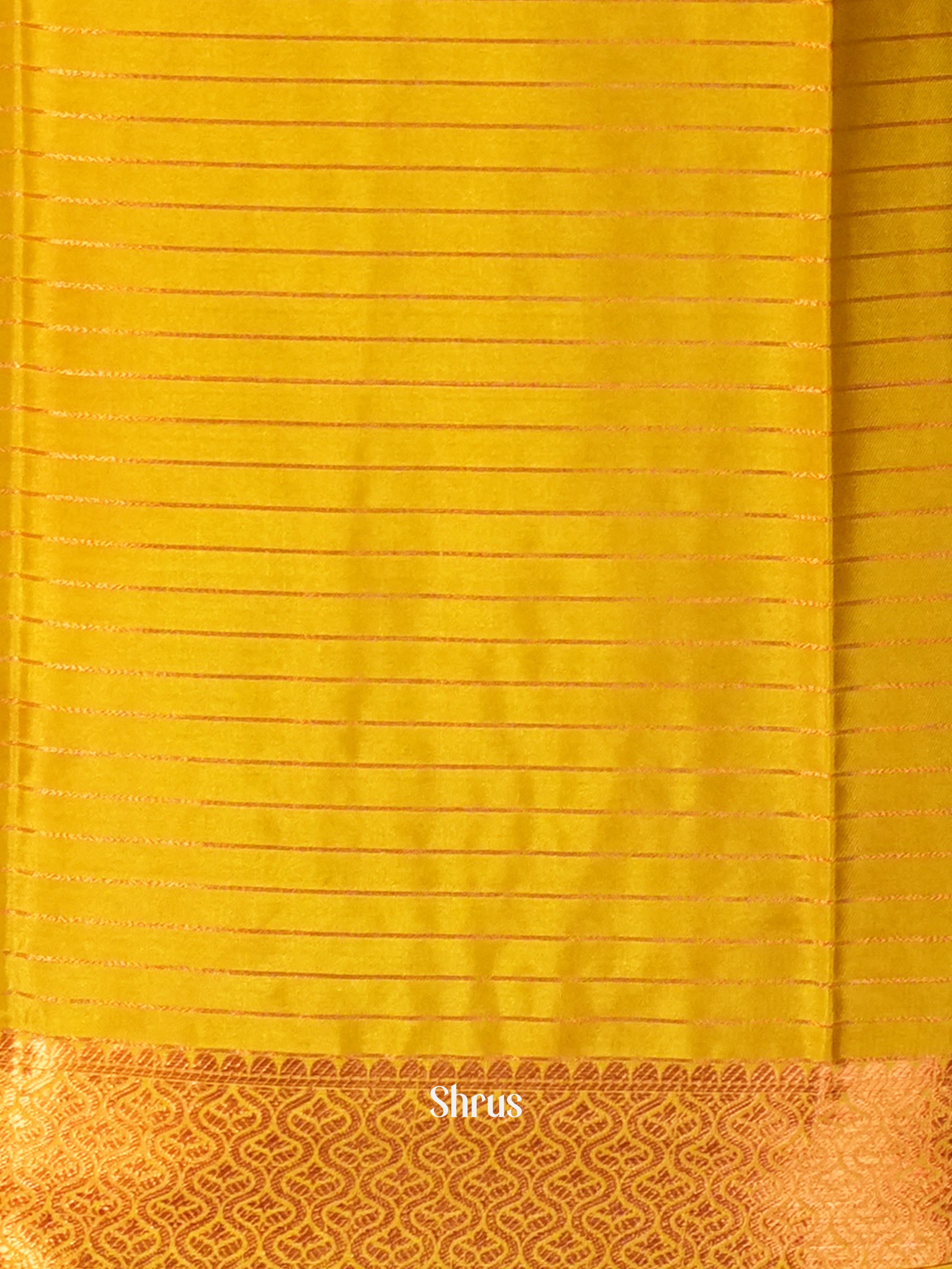 Peach & Yellow - Semi Mysore silk Saree