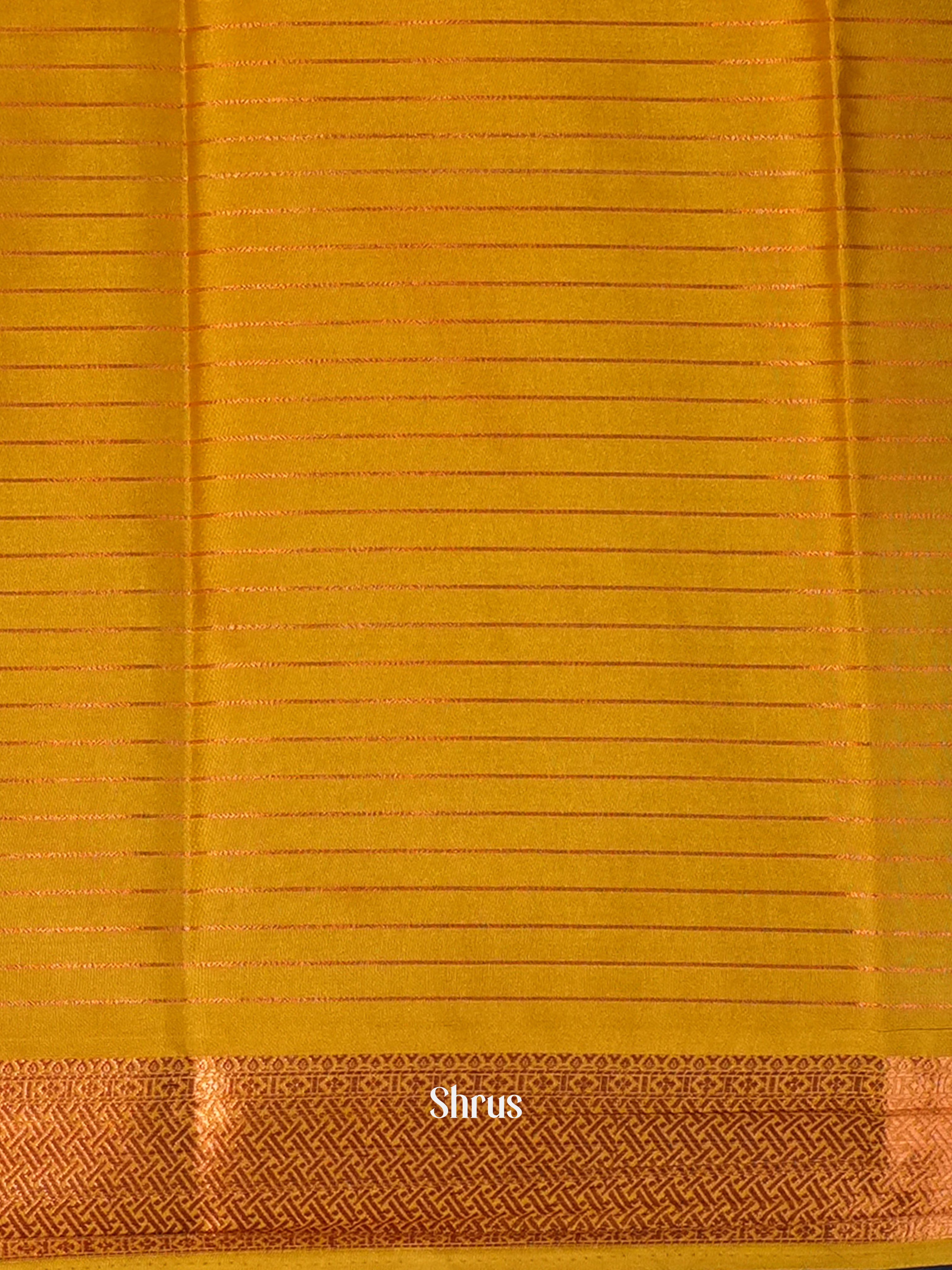 Cream & Mustard - Semi Mysore silk Saree