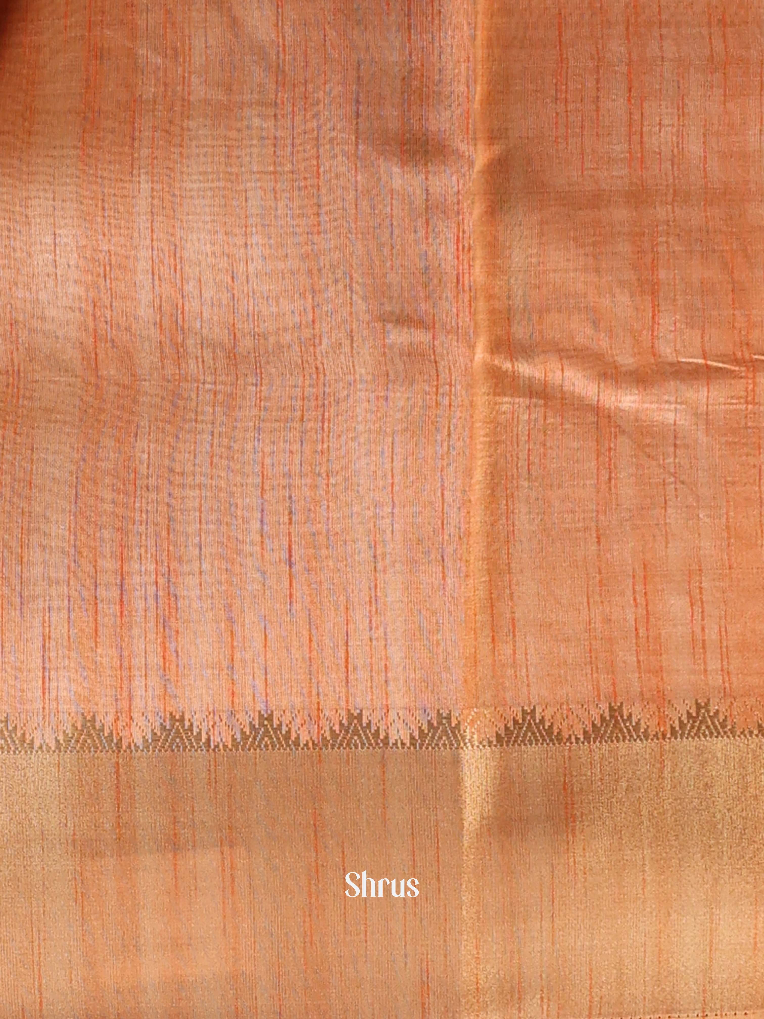 Orange - Semi Dupion Saree