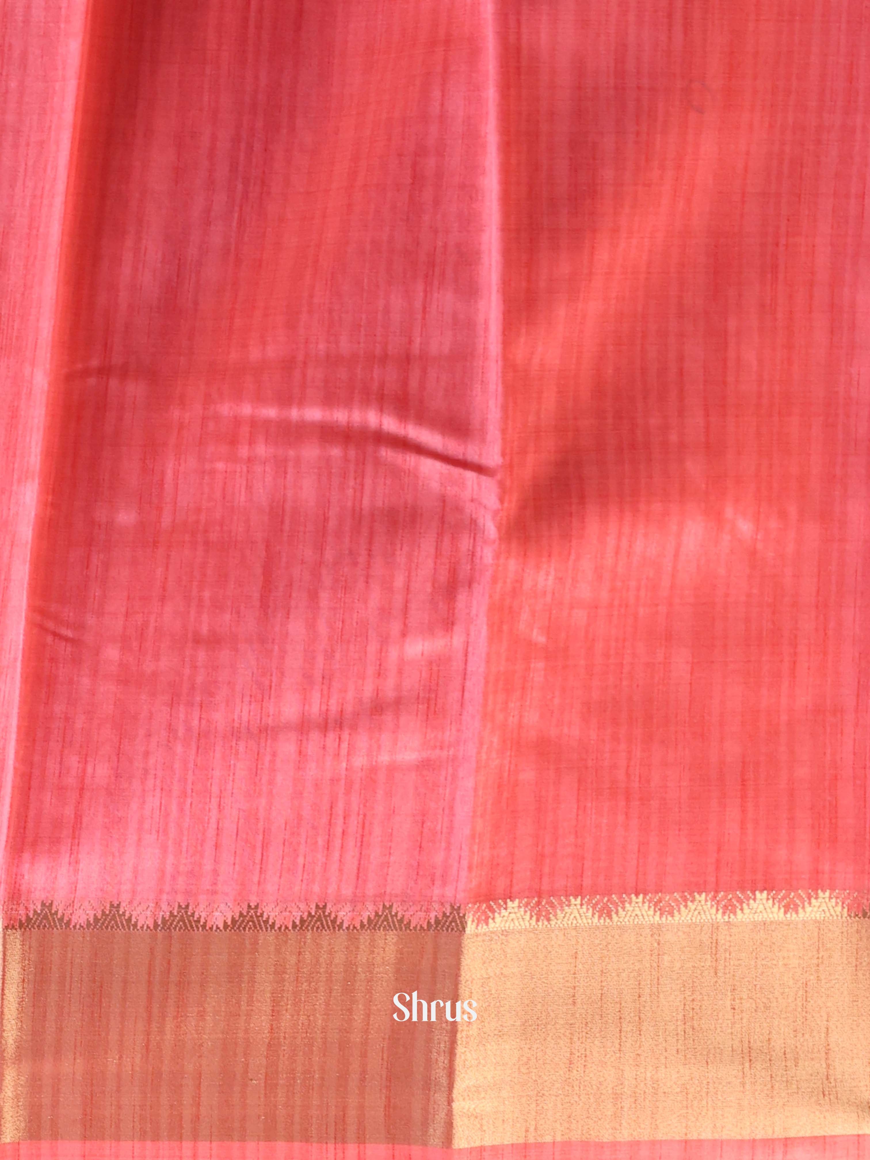 Pink - Semi Dupion Saree