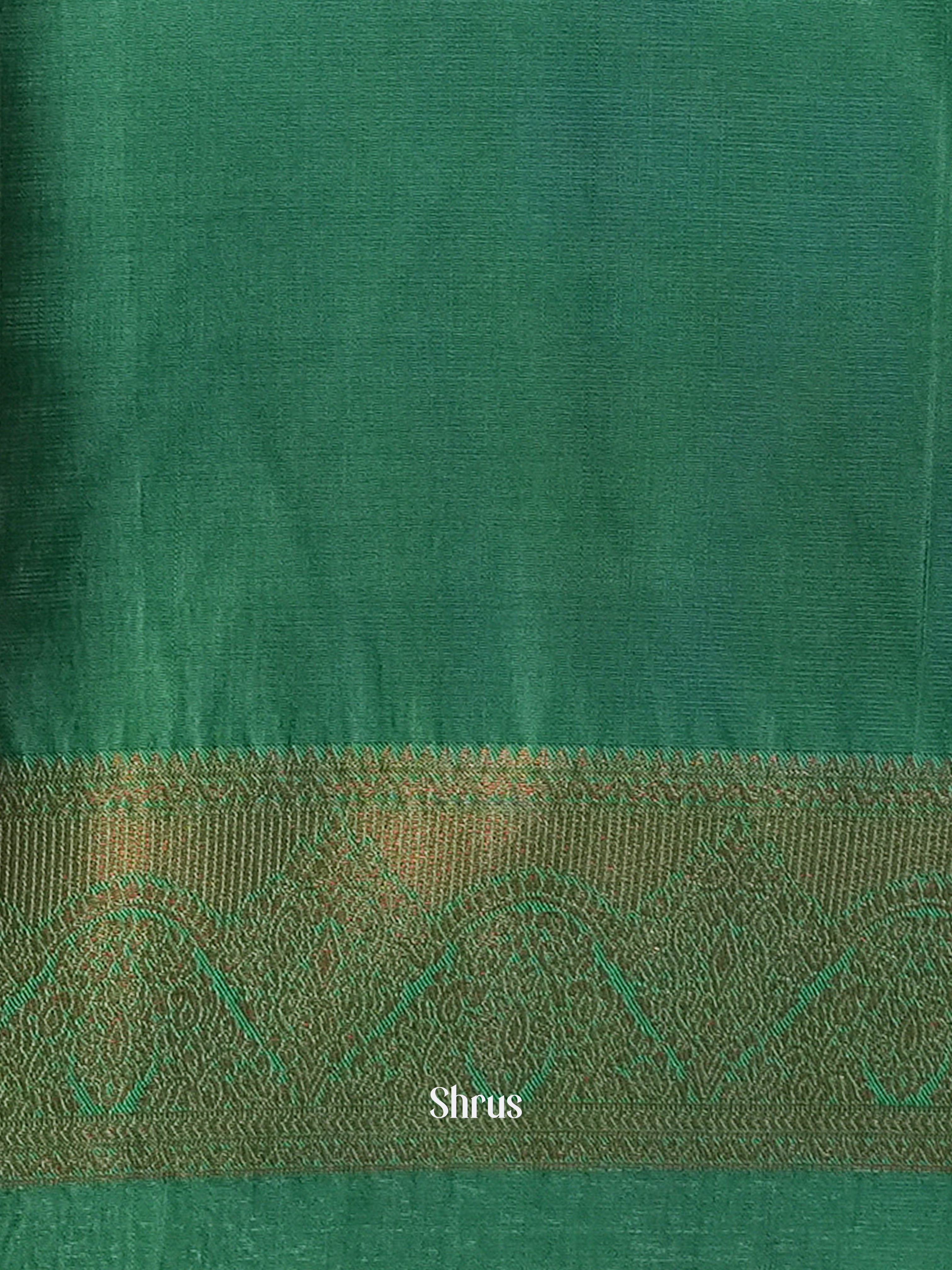 Brown & Green -  Semi Organza Saree