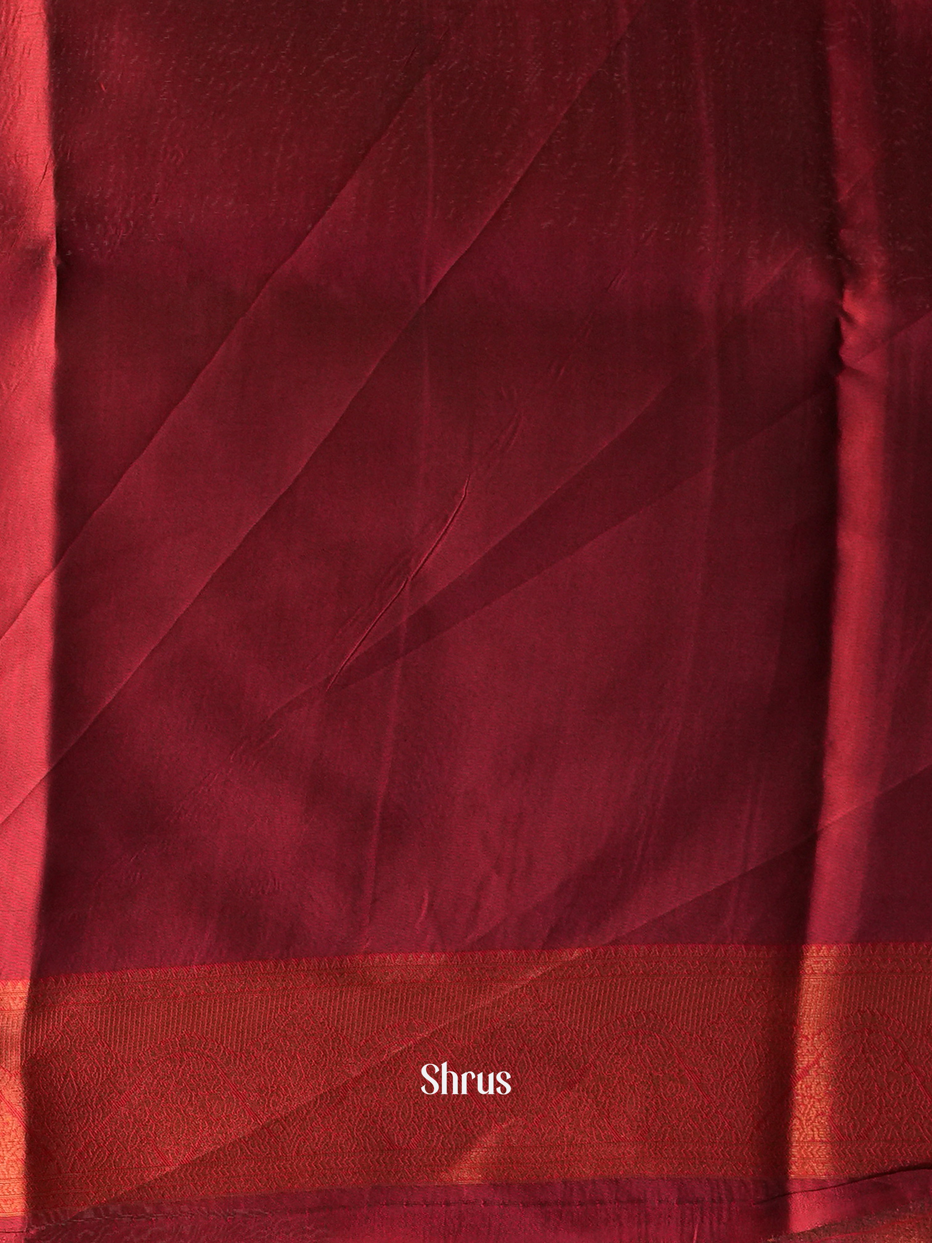 Brown & Maroon - Semi Organza Saree