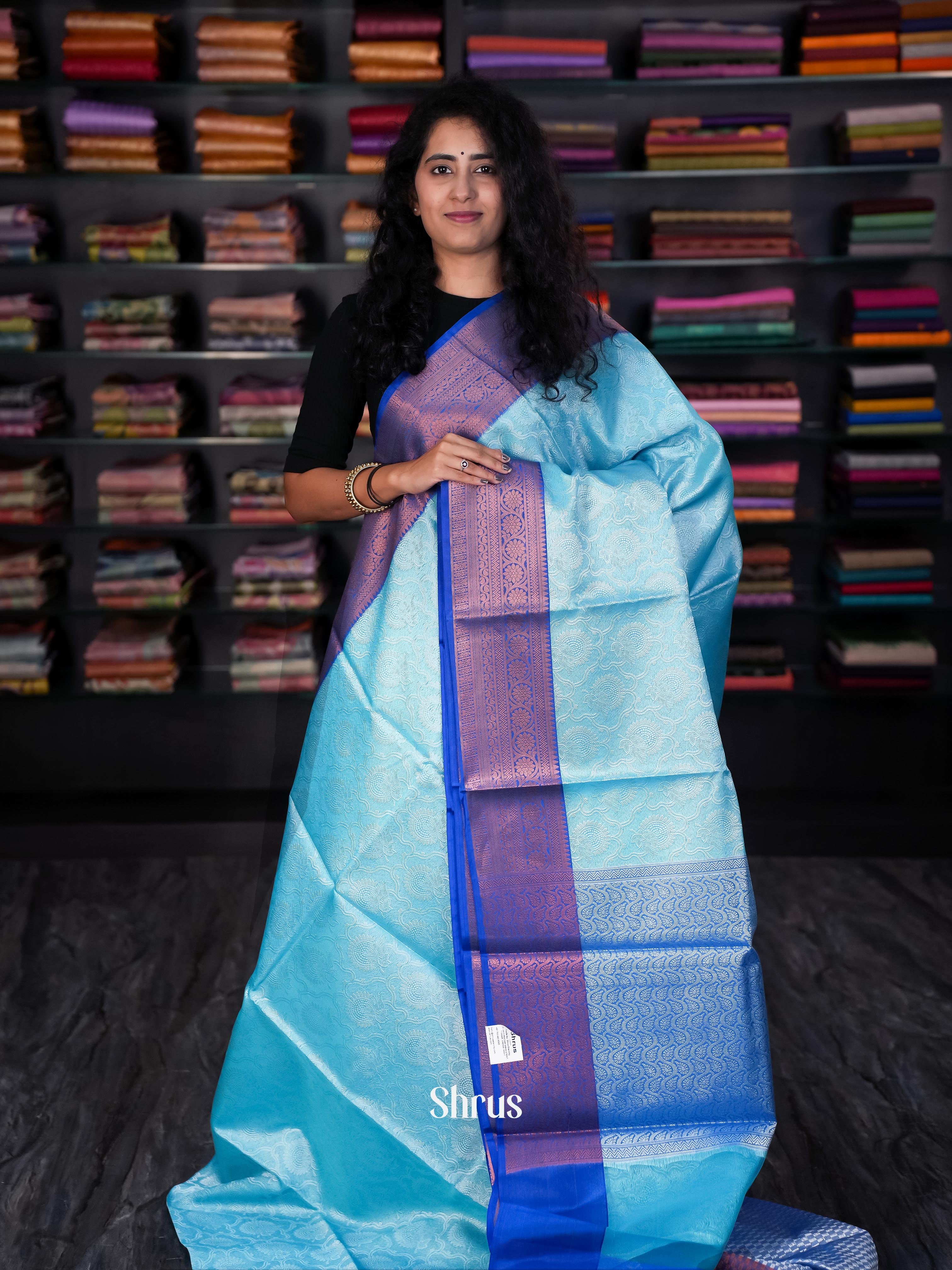 Teal & Blue - Tanchoi Saree