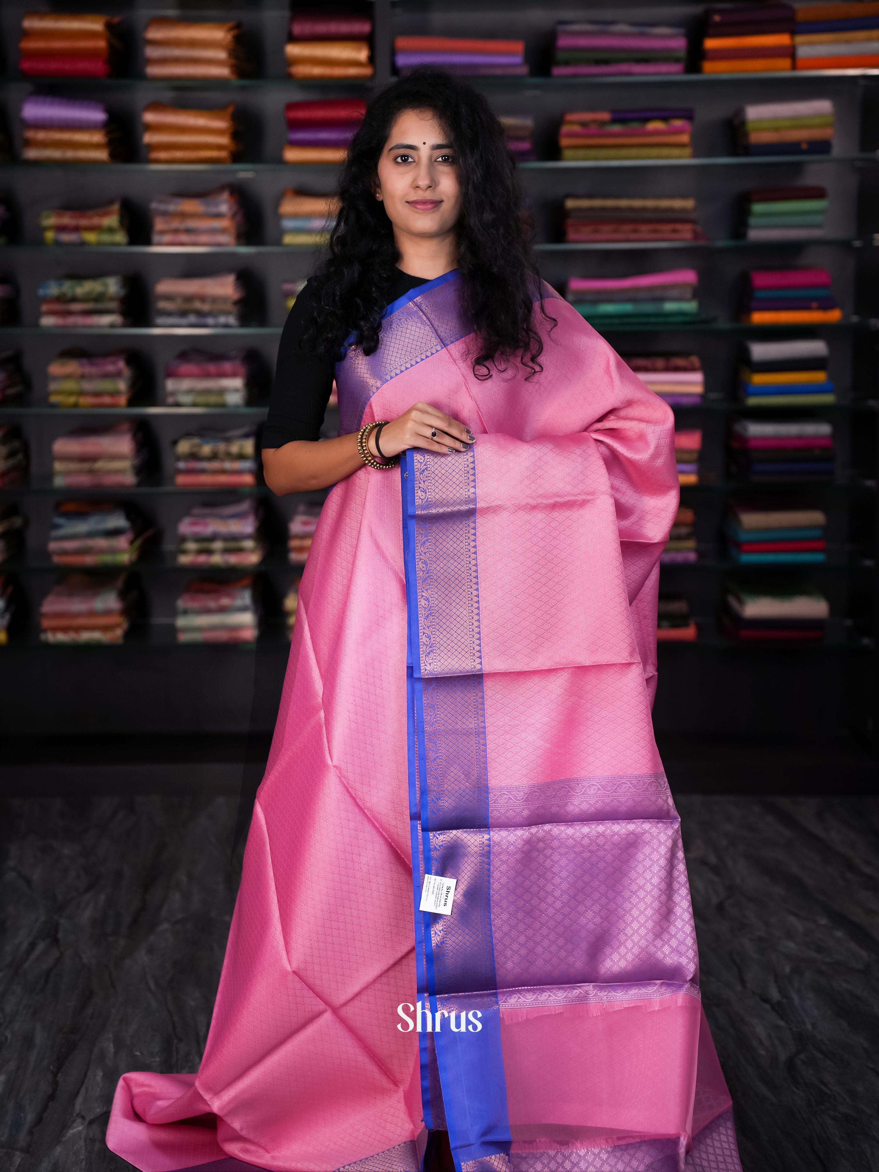 Pink & Blue- Tanchoi Saree