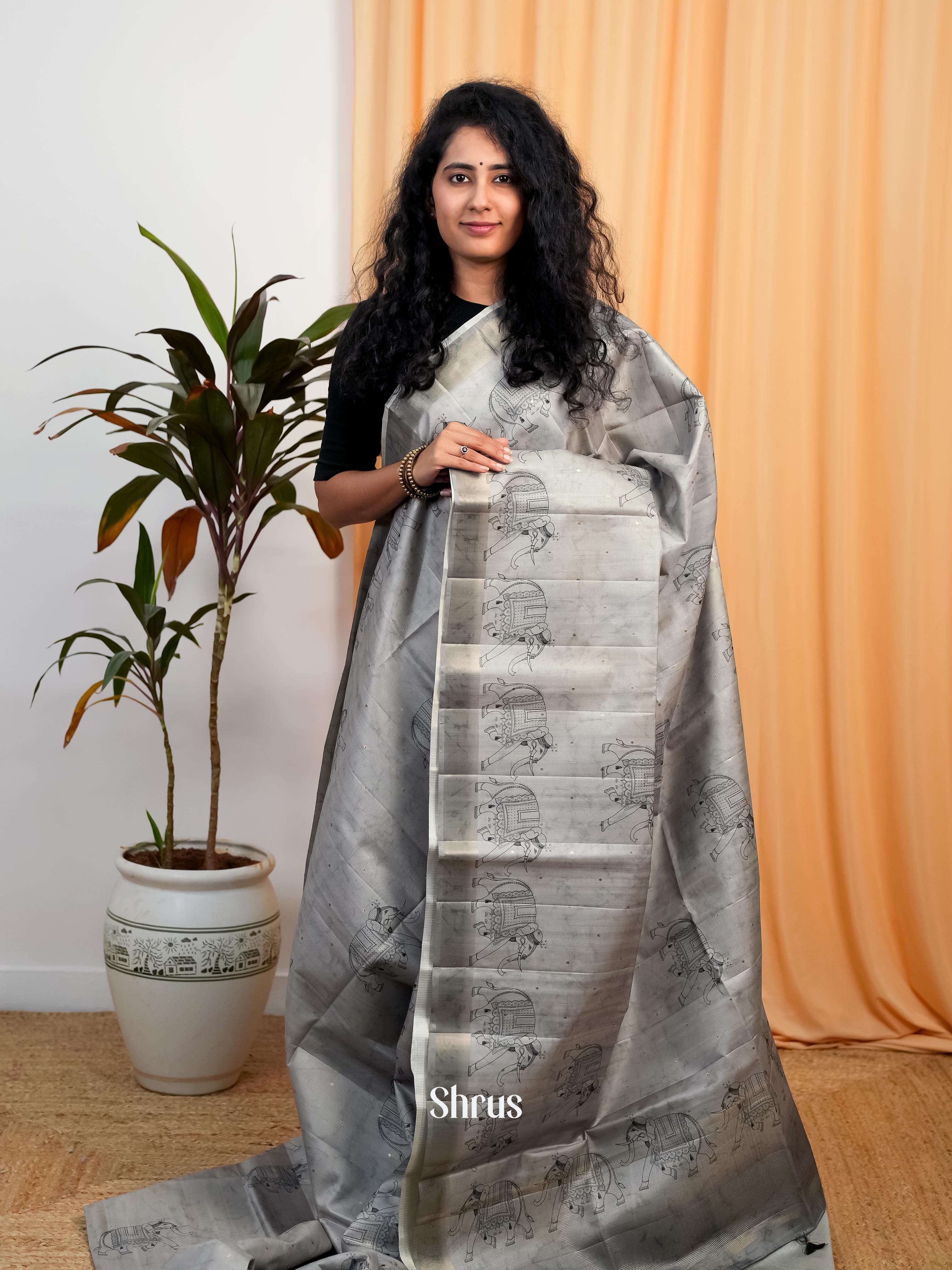 Grey - Moonga Saree