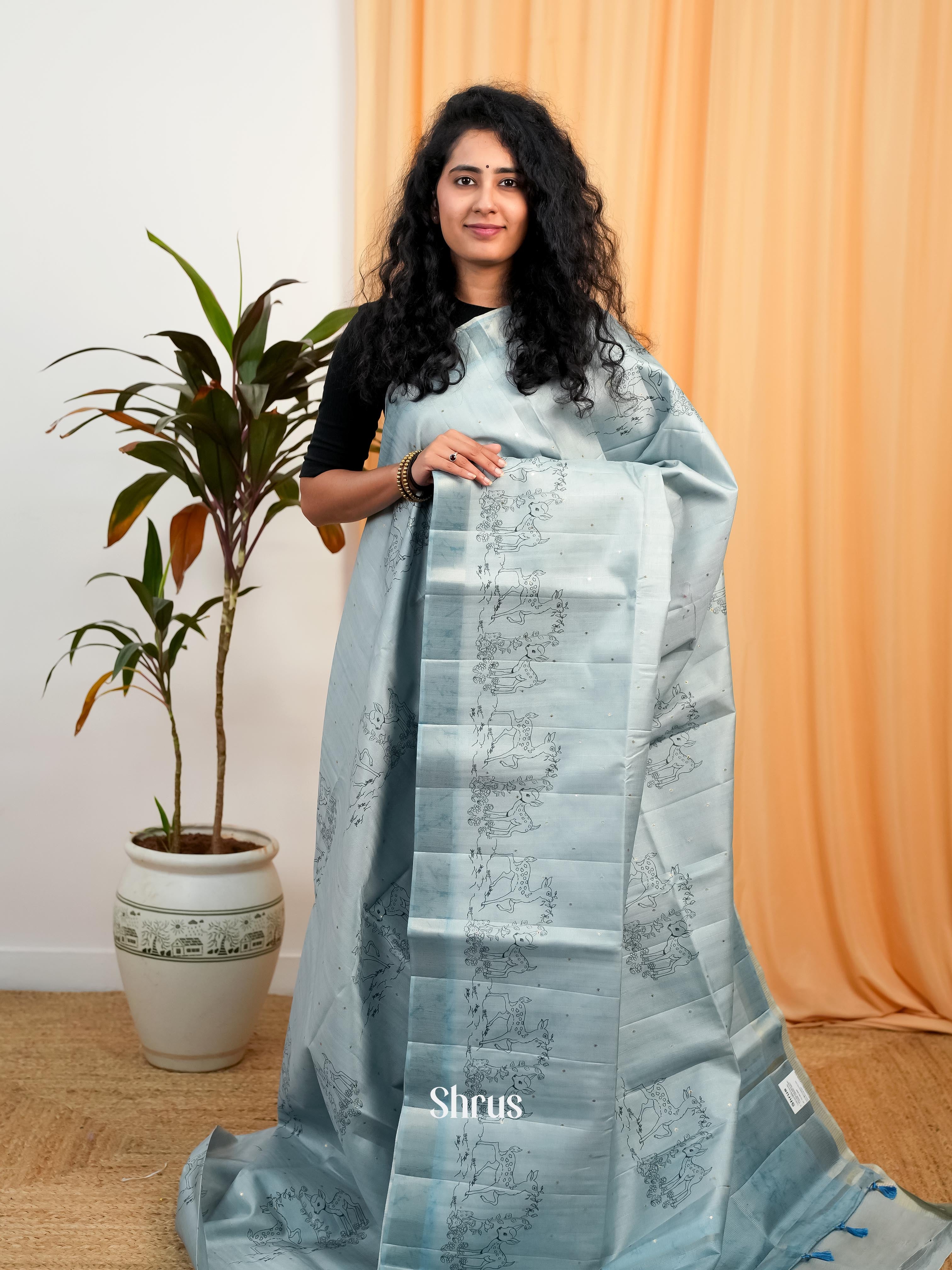 Pastel Blue- Moonga Saree