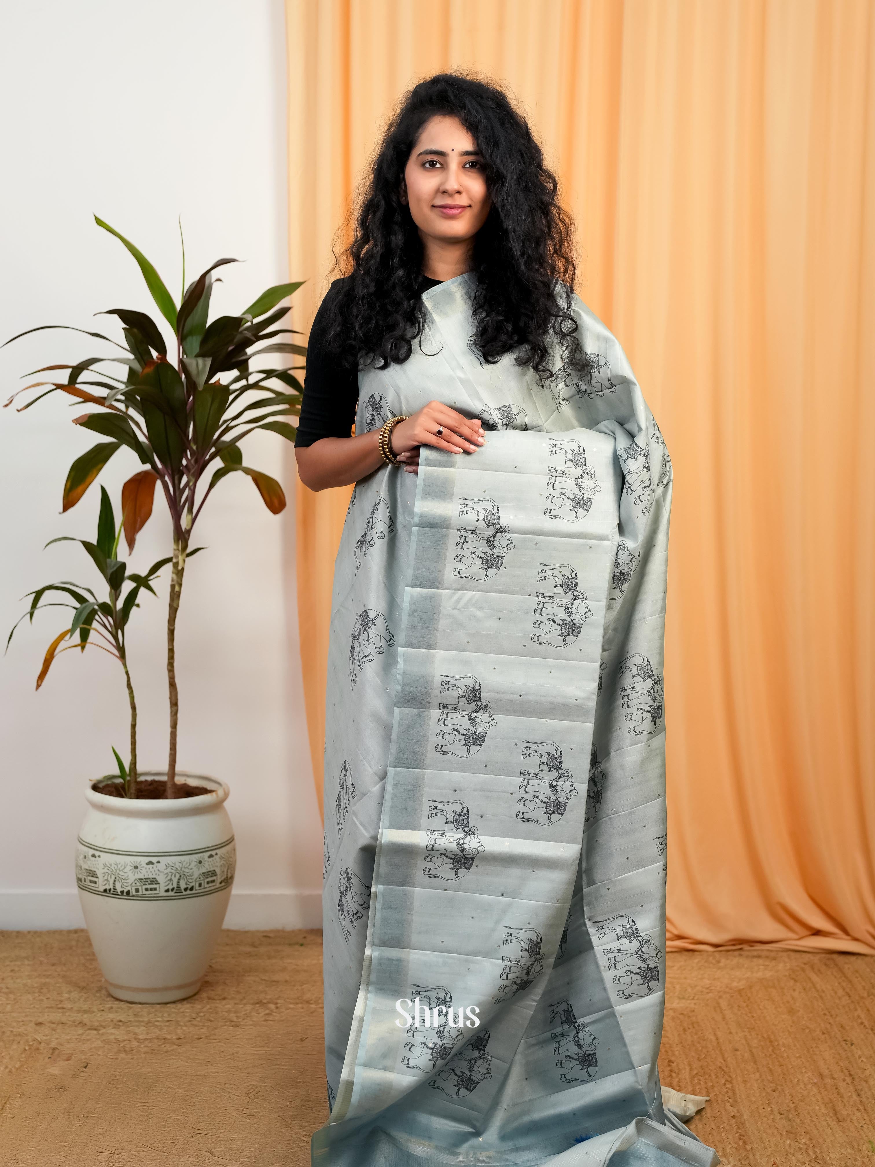 Grey- Moonga Saree