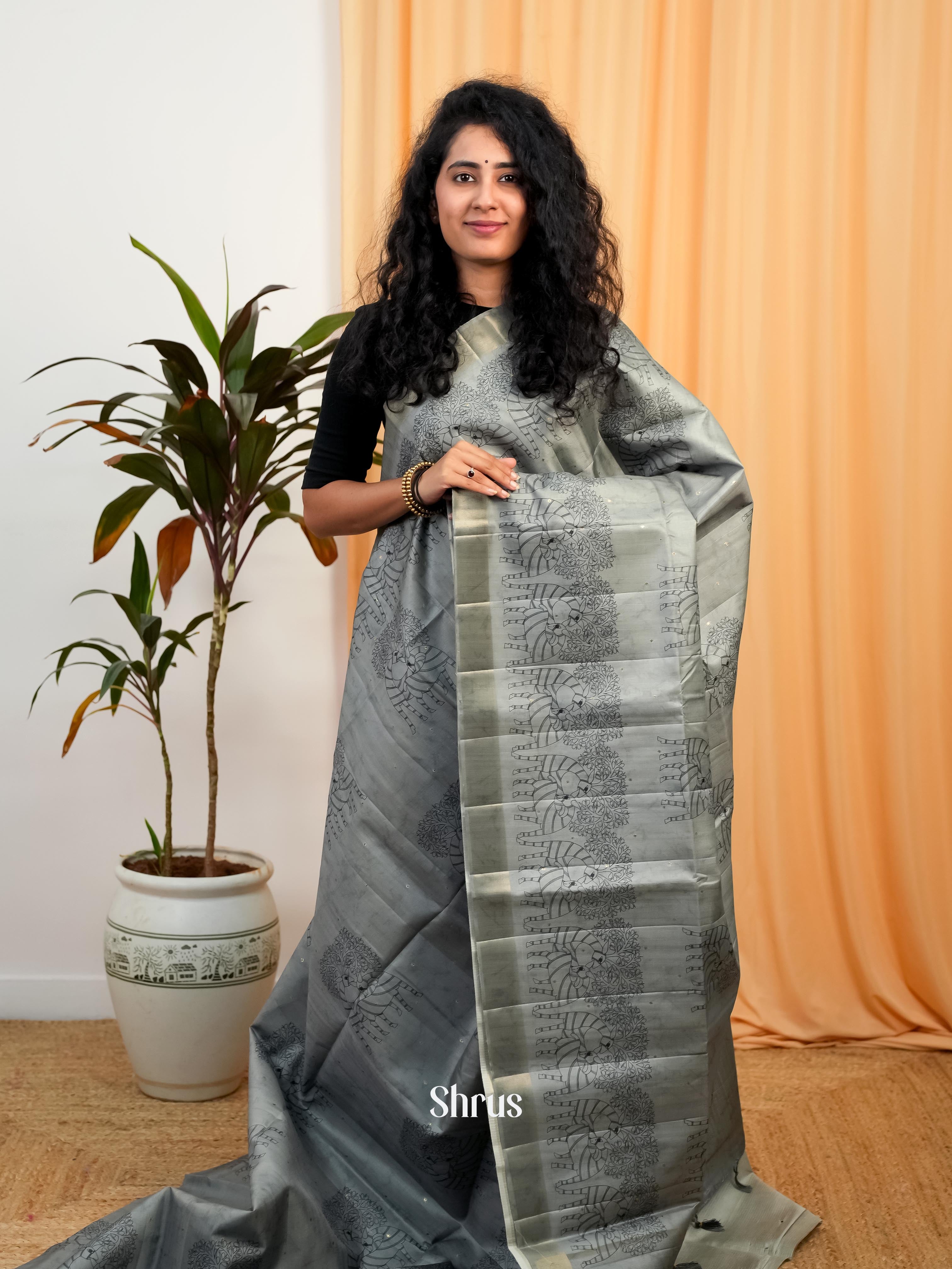 Grey - Moonga Saree