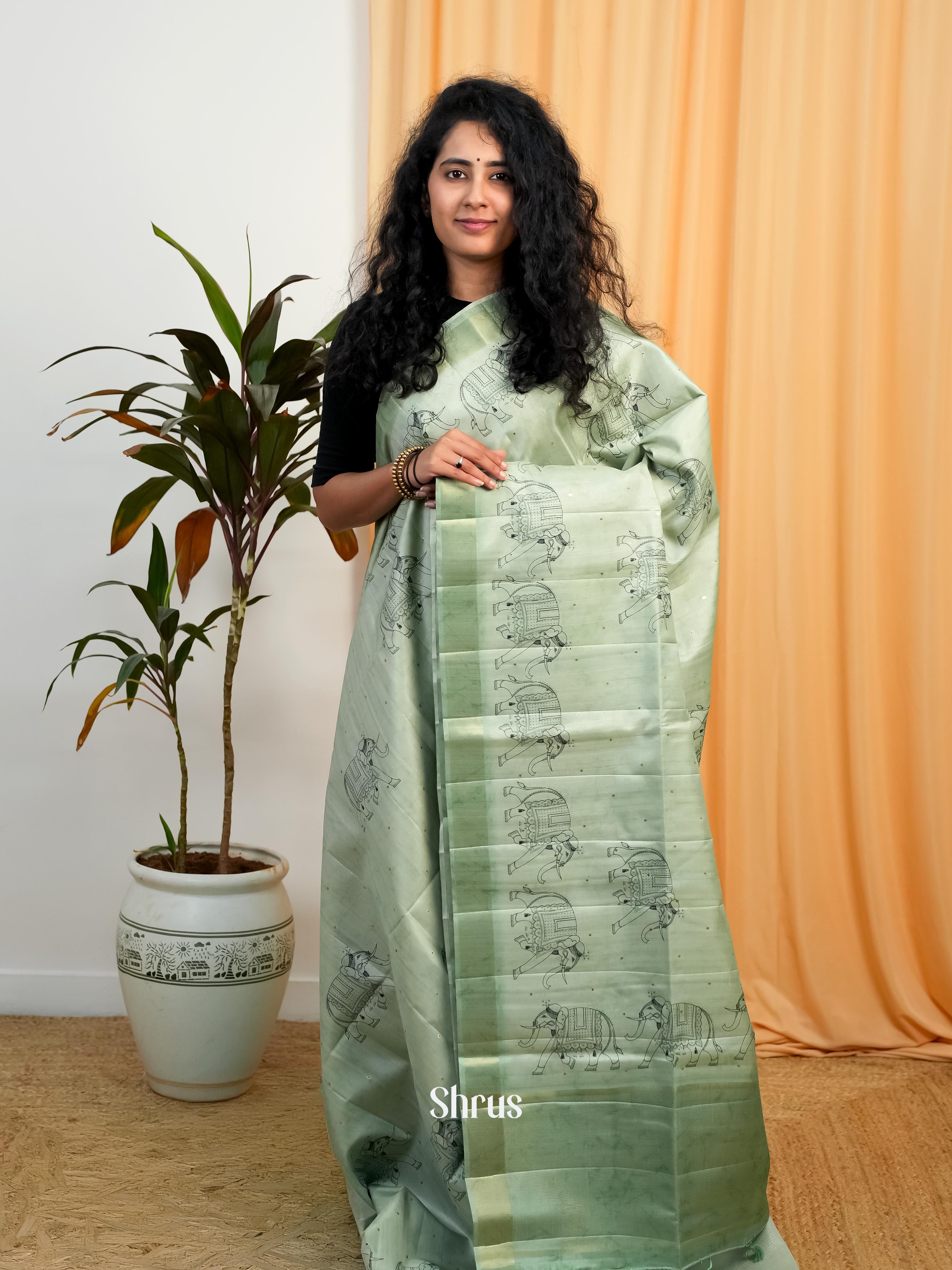 Green - Moonga Saree