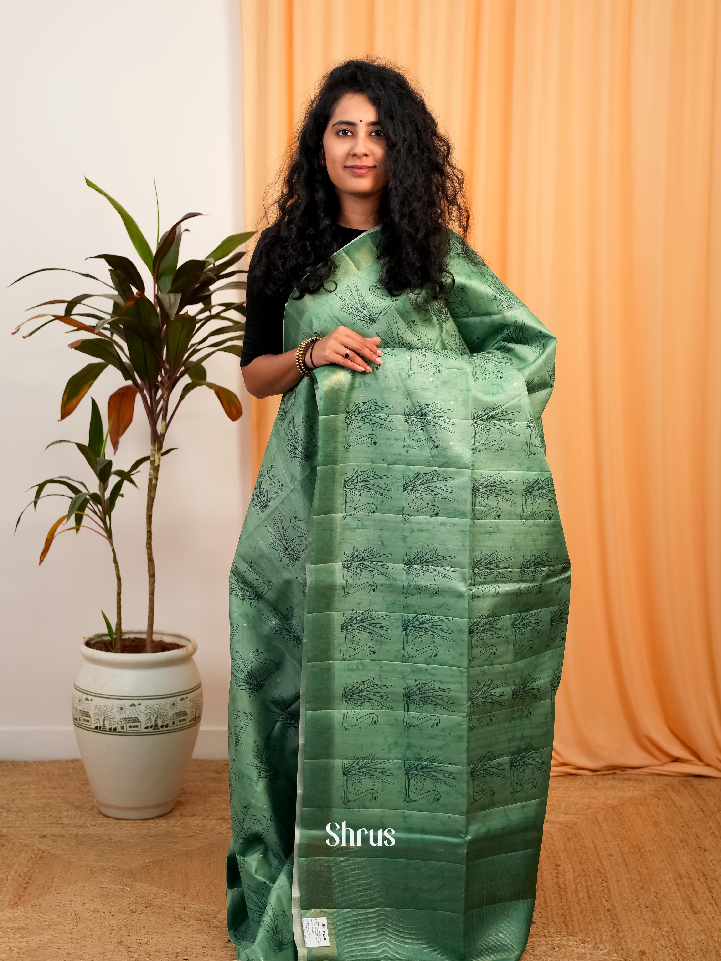 green - Moonga Saree