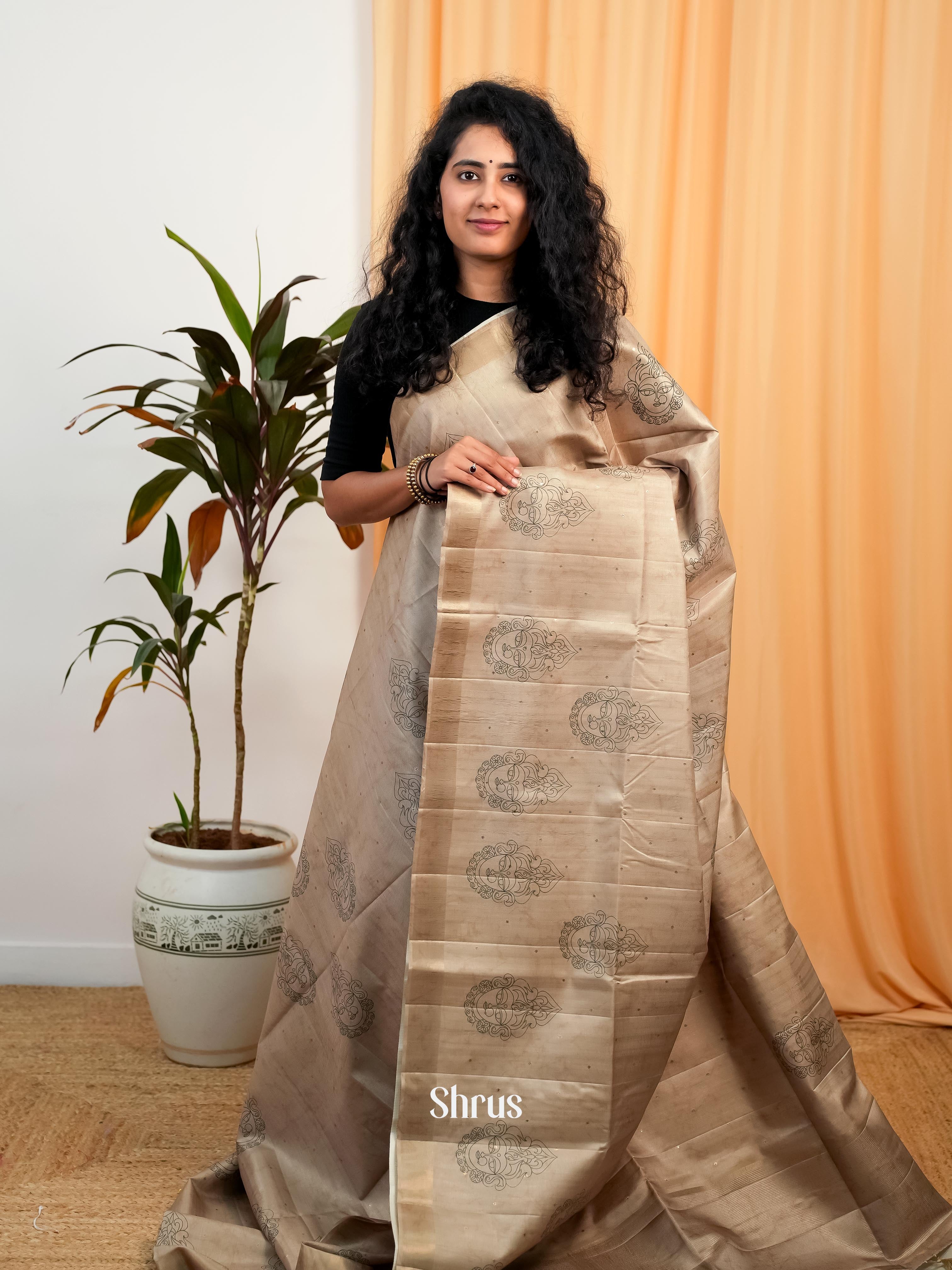 Beige - Moonga Saree