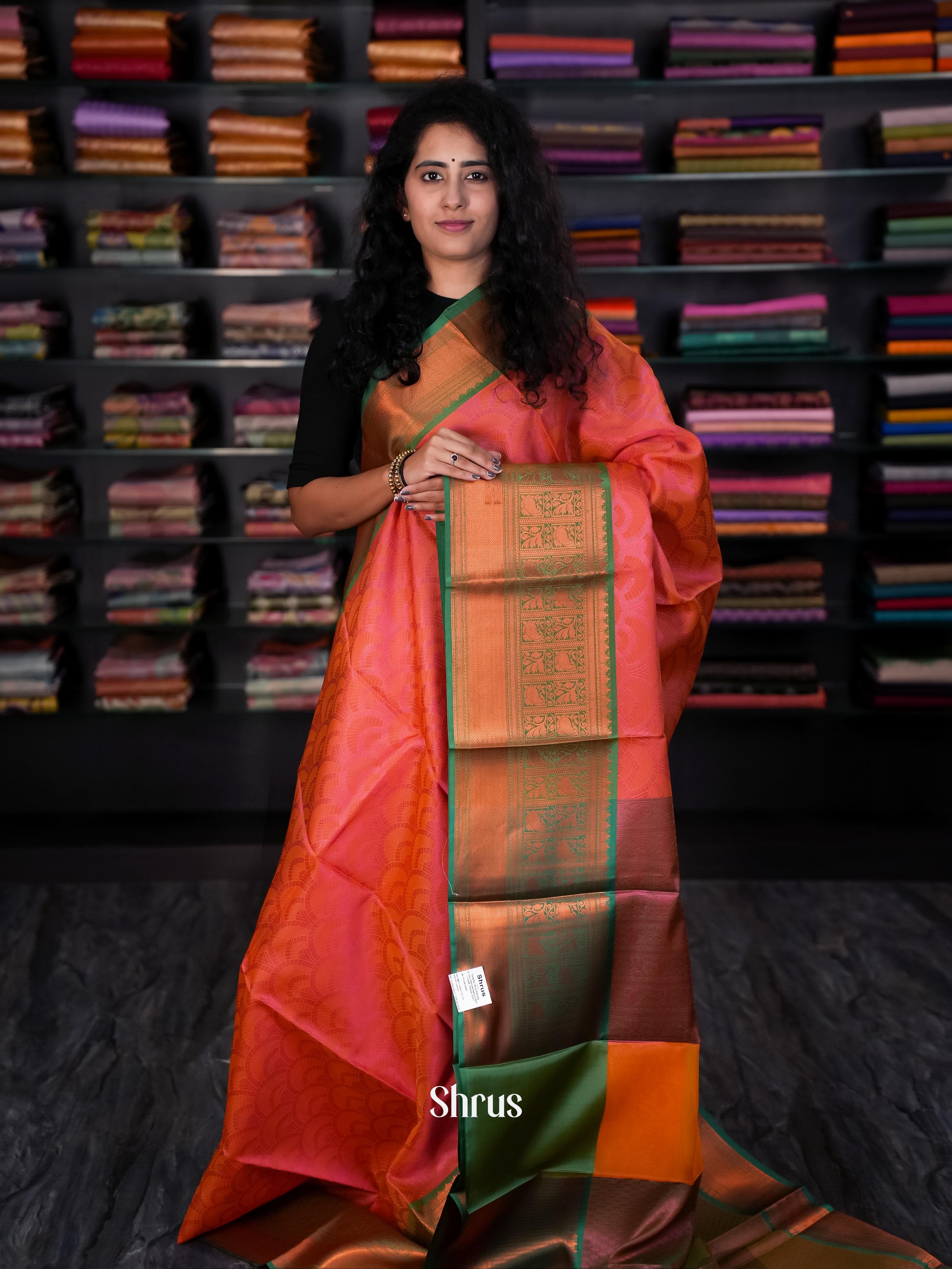 Brick & Green- Tanchoi Saree