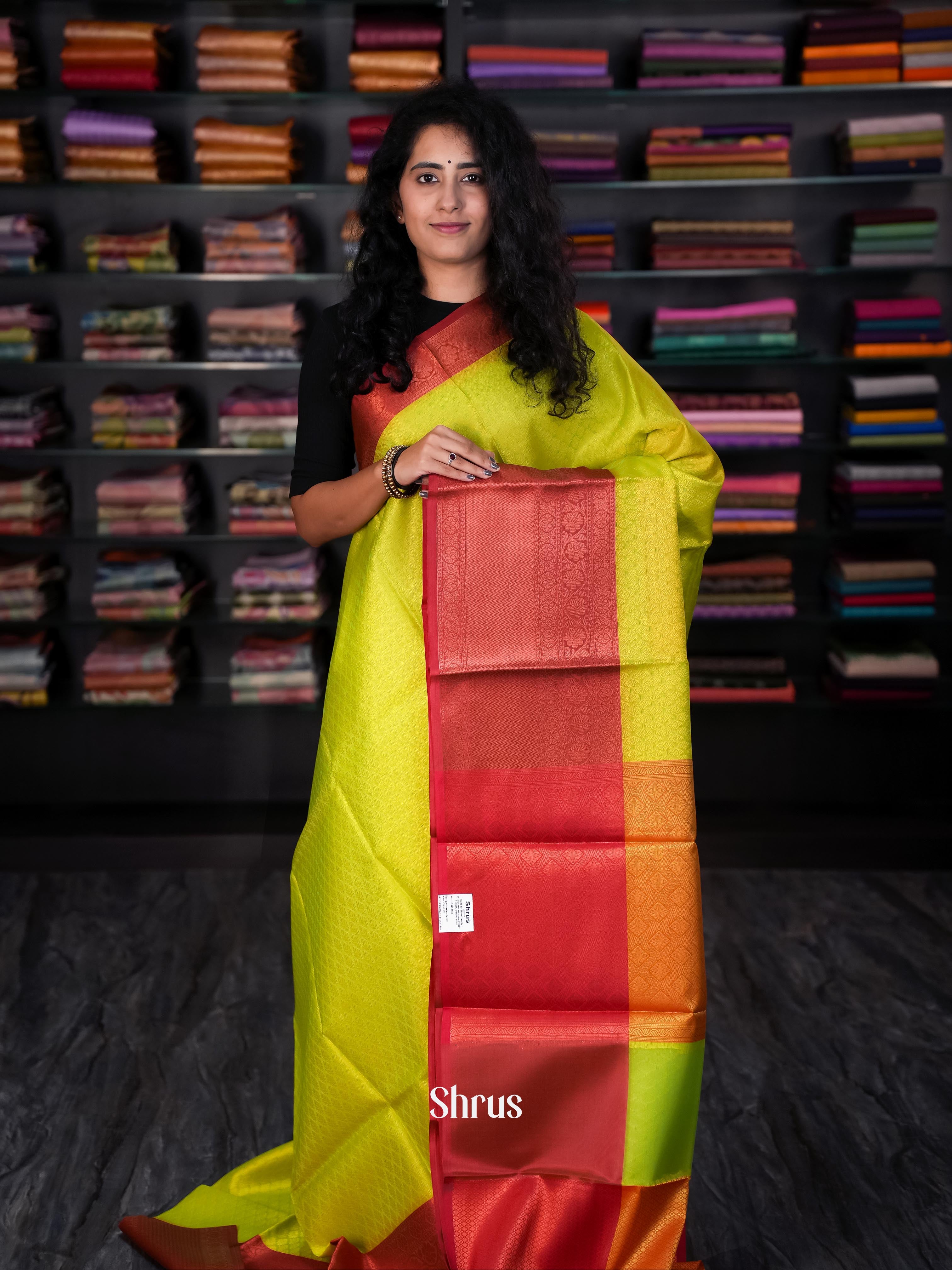 Light Green & Red- Tanchoi Saree