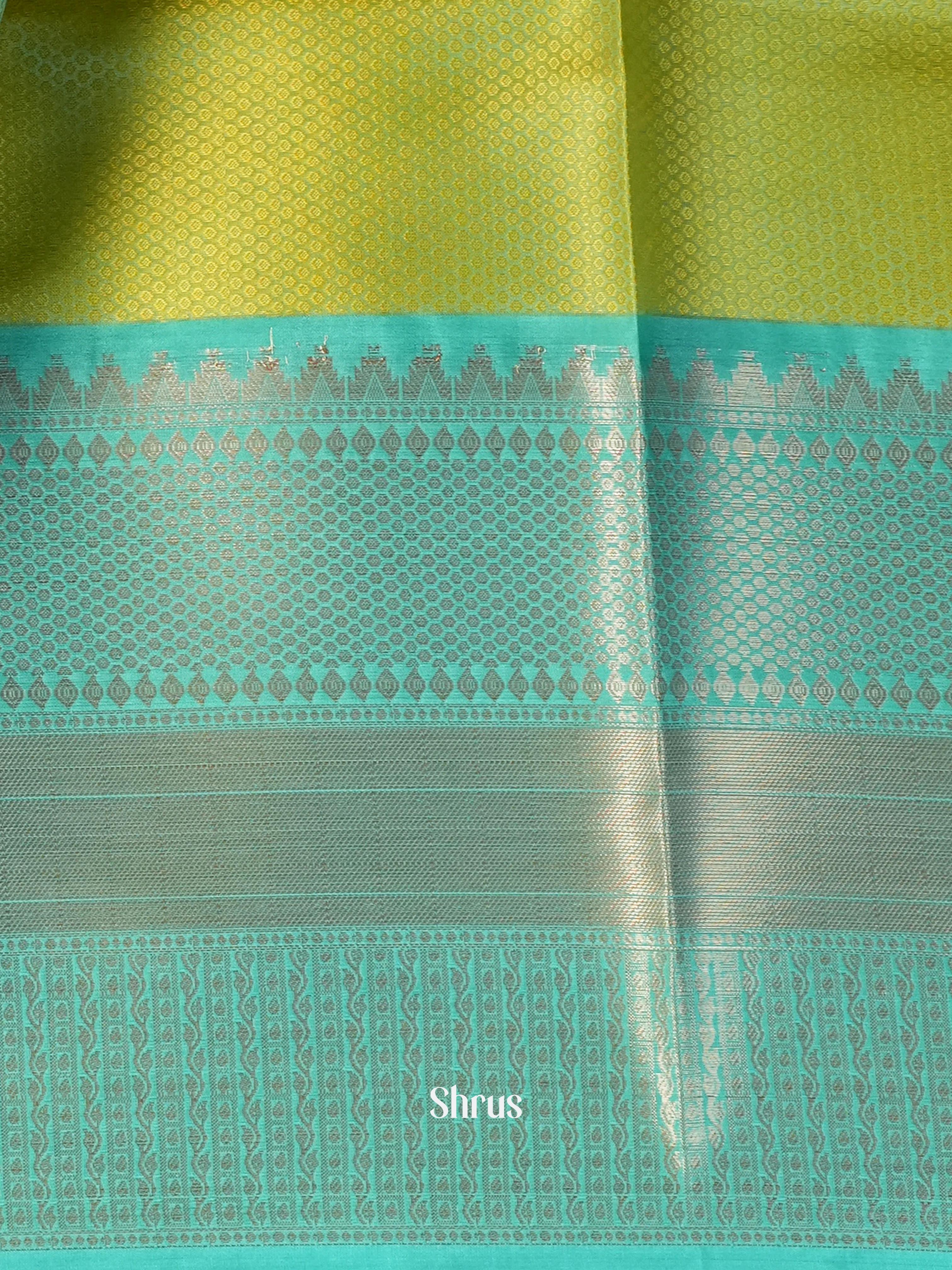 Yellow & Teal Green - Tanchoi Saree