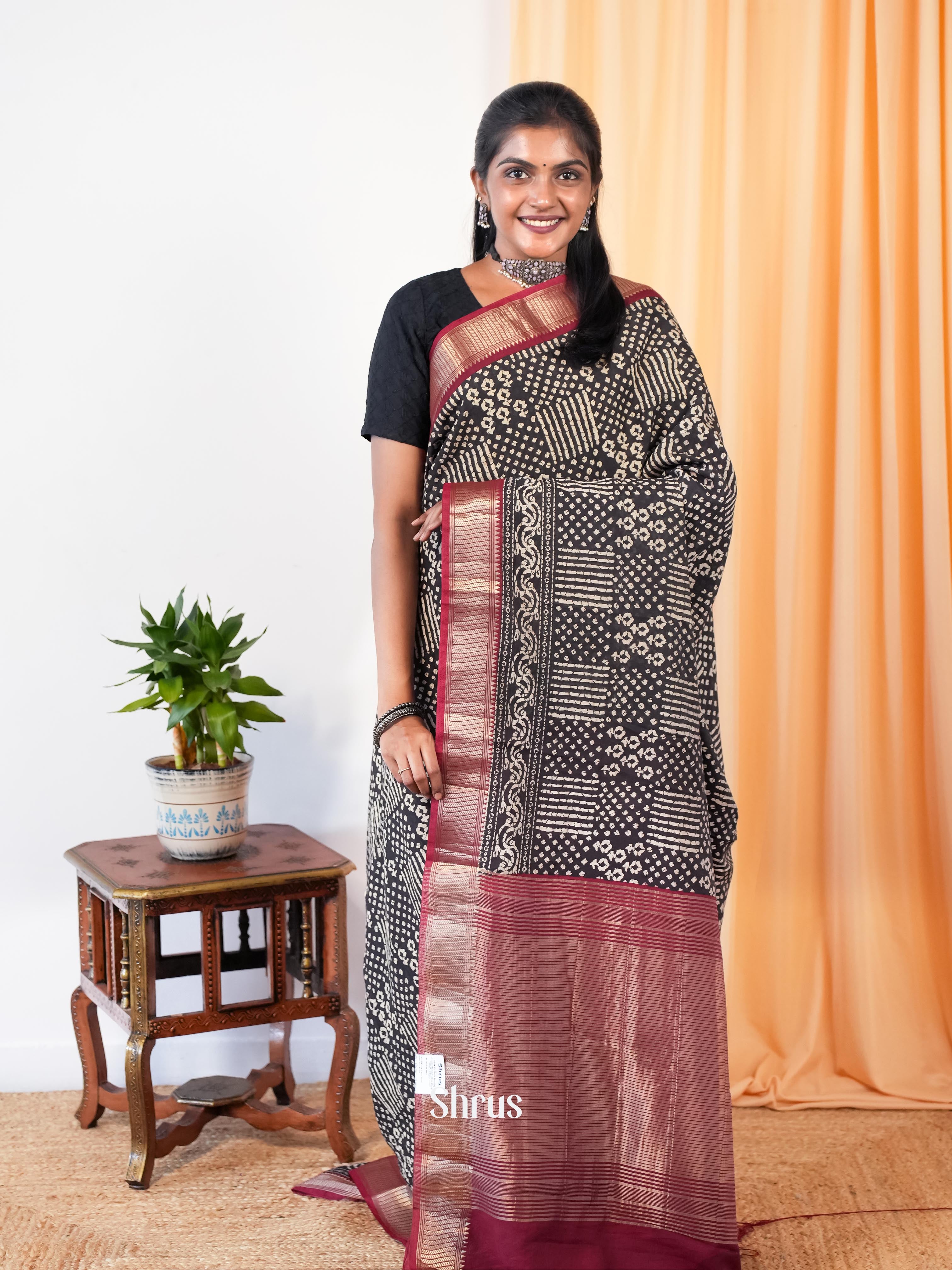 Black & Maroon - Art Modal Saree