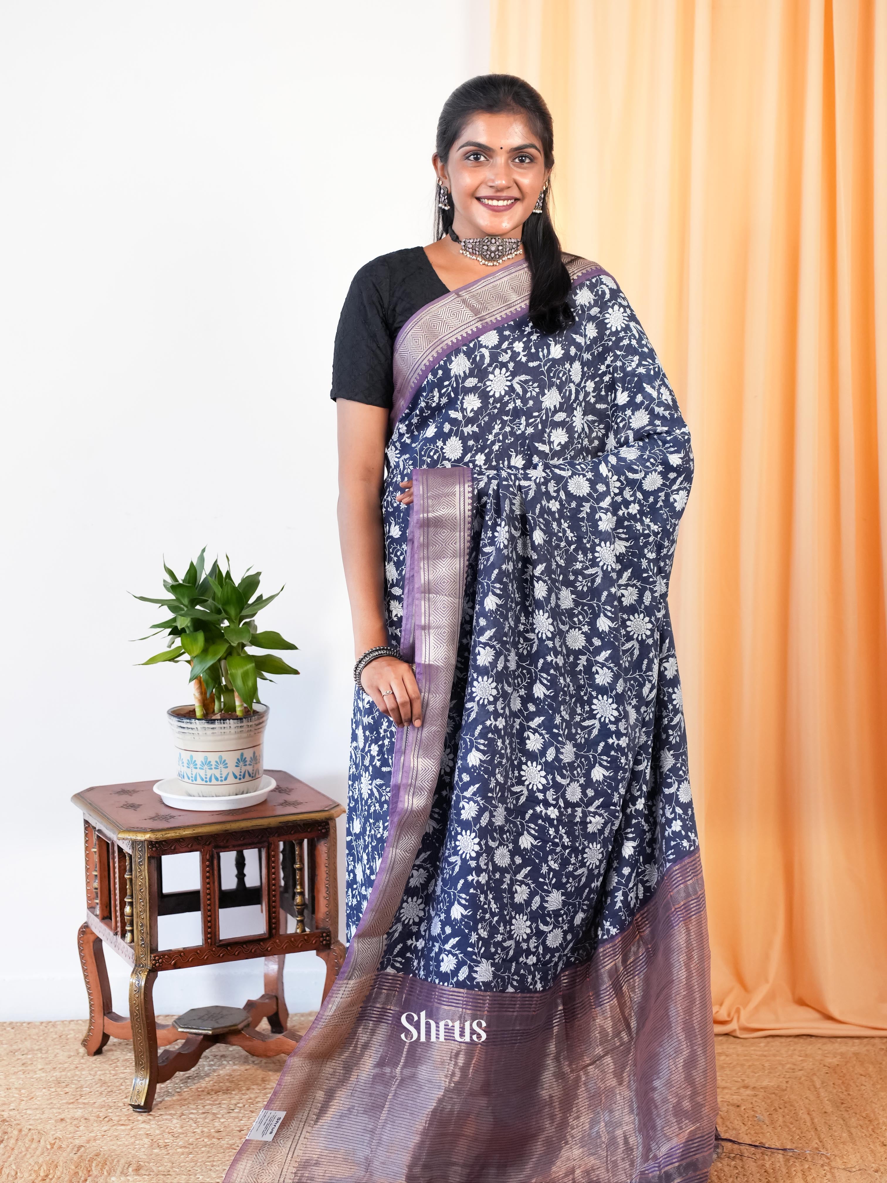 Blue & Purple - Art Modal Saree