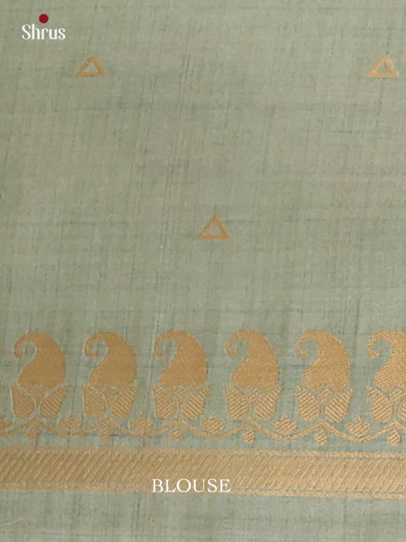 Blue  - Semi Tussar Saree - Shop on Shrus.com