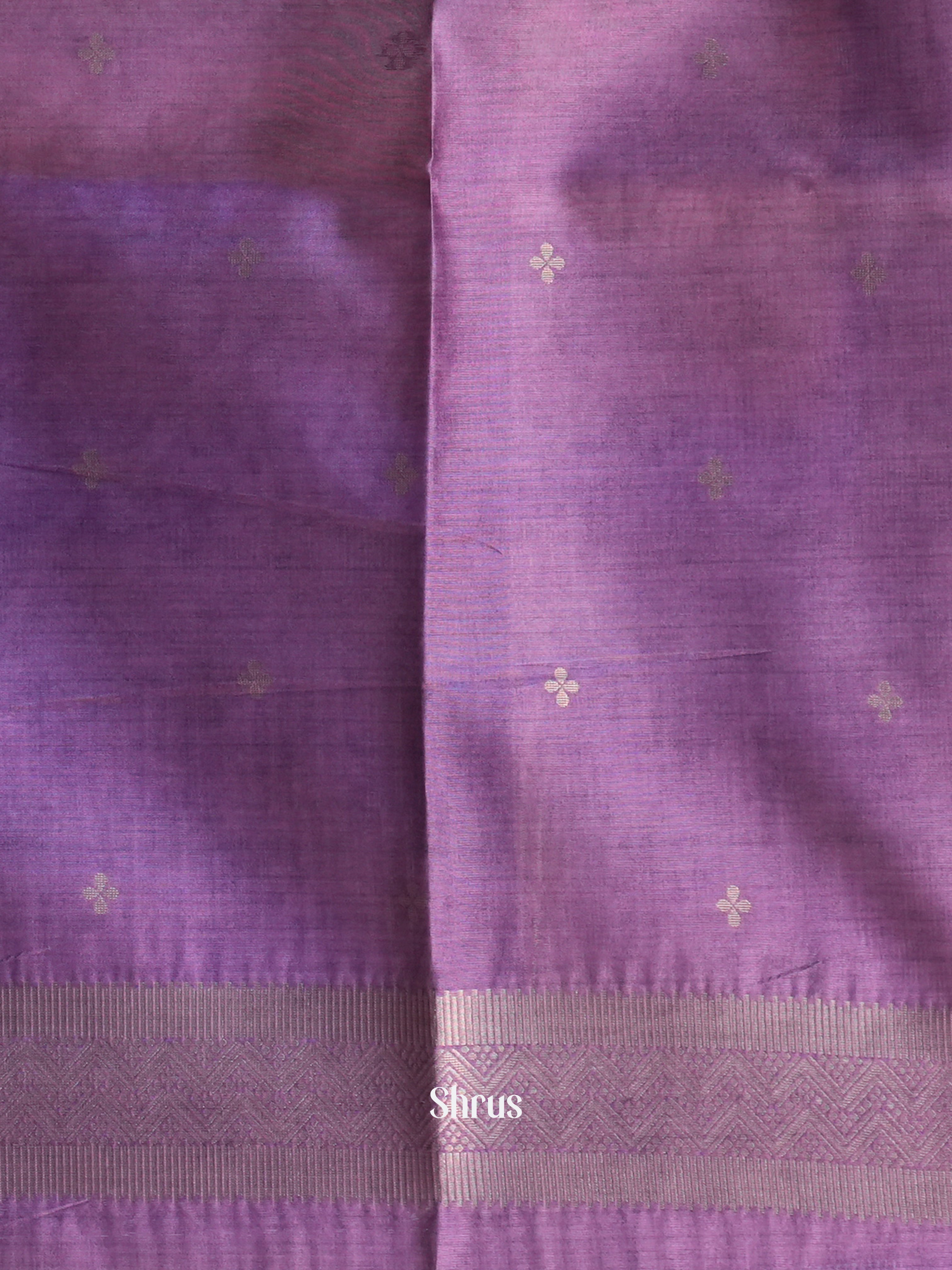 Peach & Purple - Semi Tussar Saree