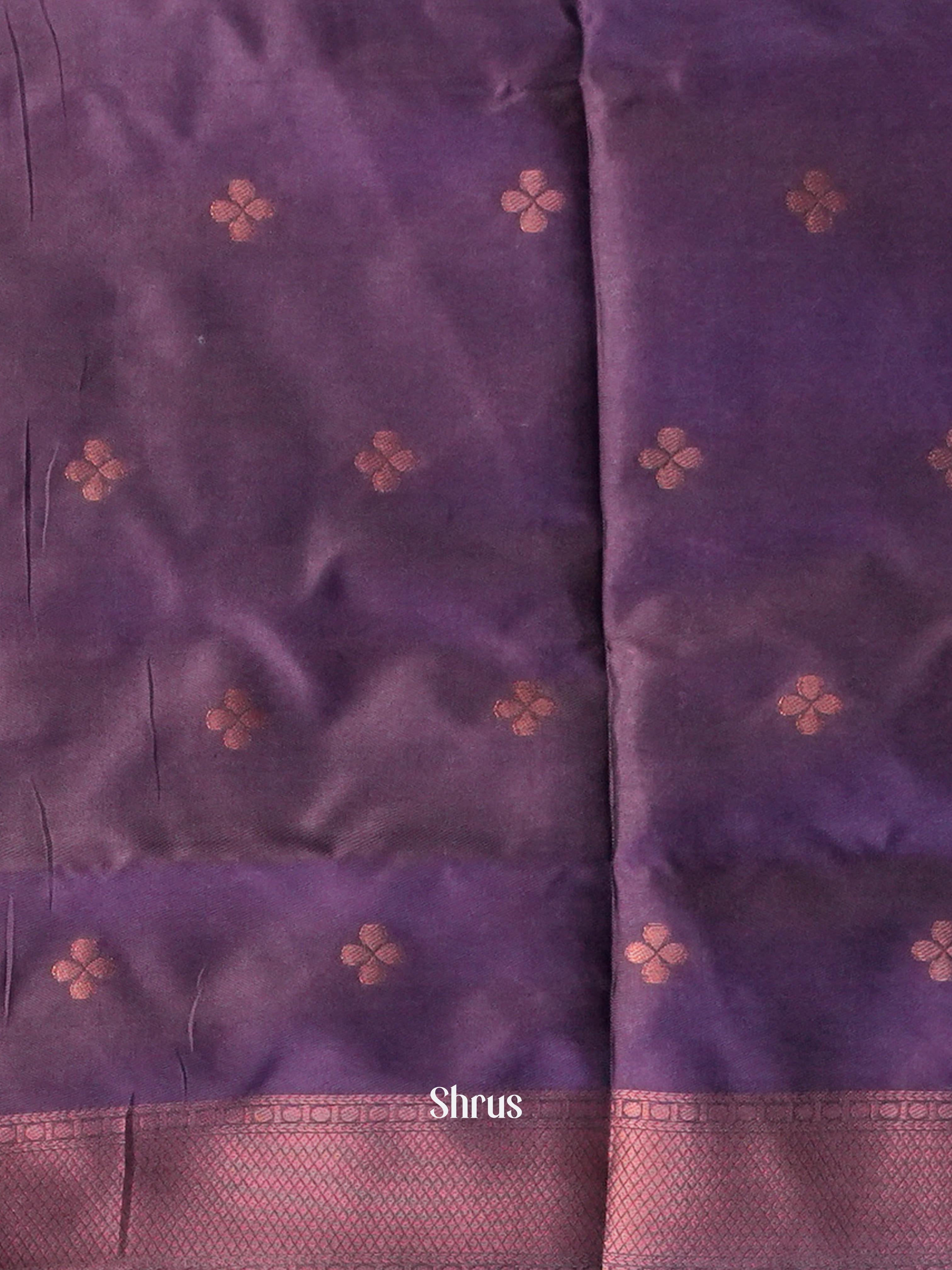 Teal & Purple - Semi Softsilk Saree