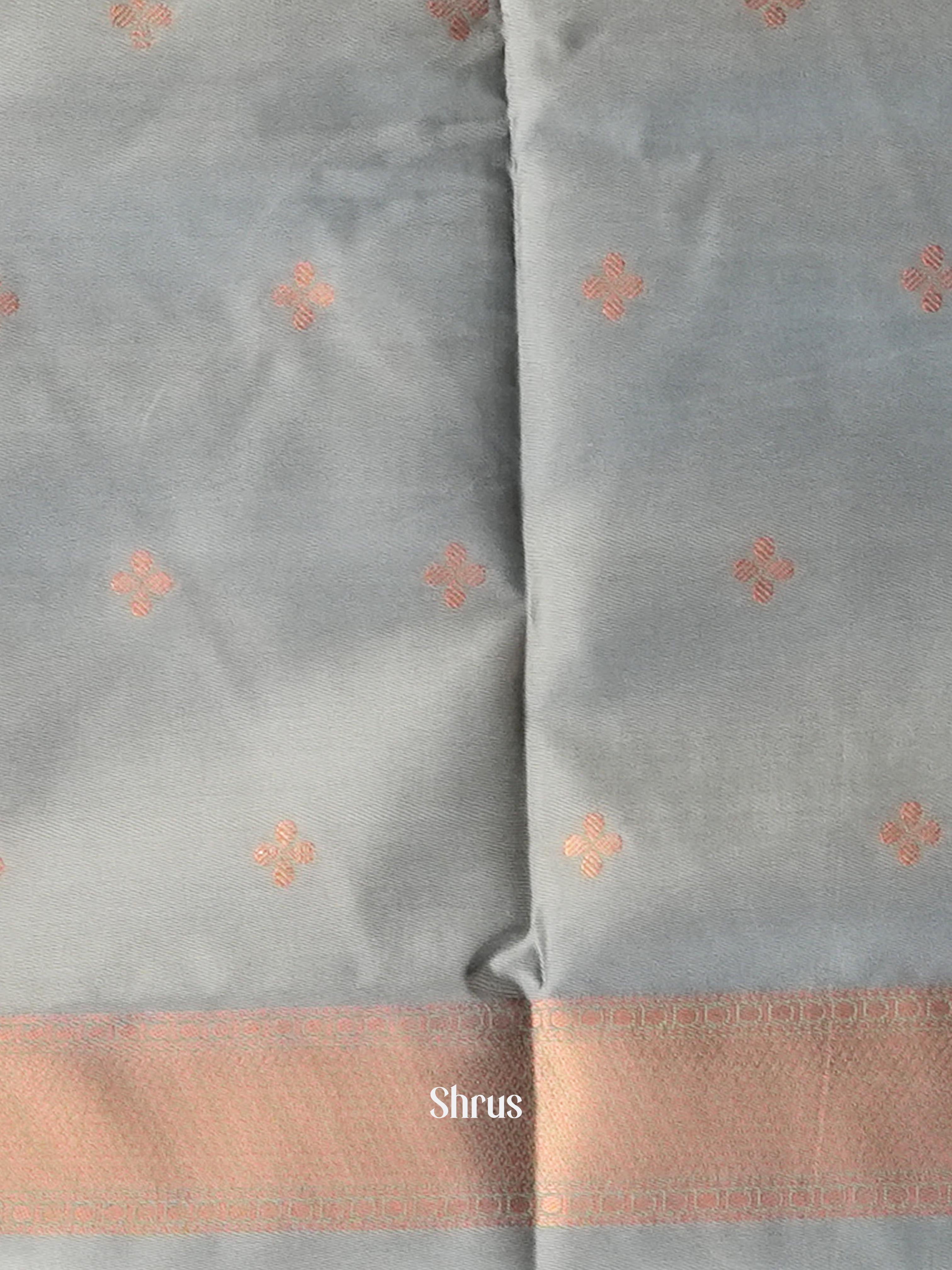 Blue & Grey - Semi Softsilk Saree