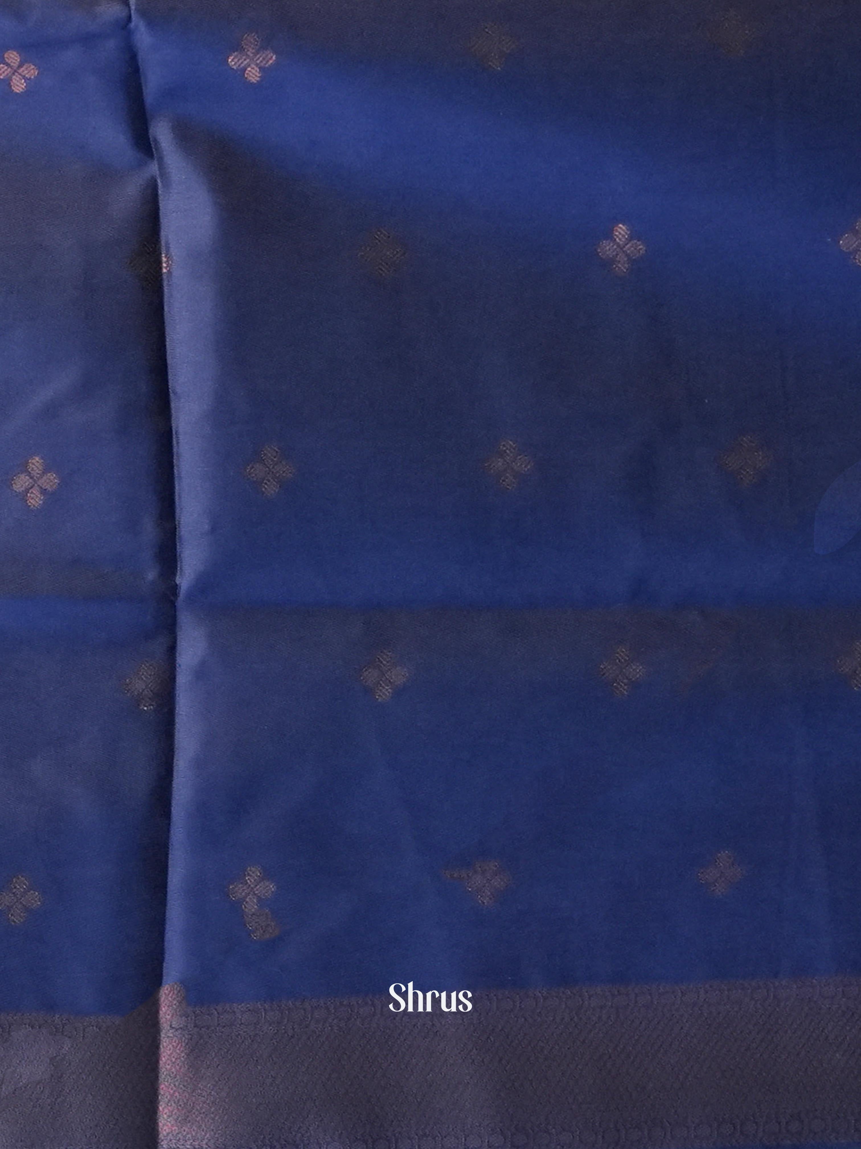 Peach & Blue - Semi Softsilk Saree