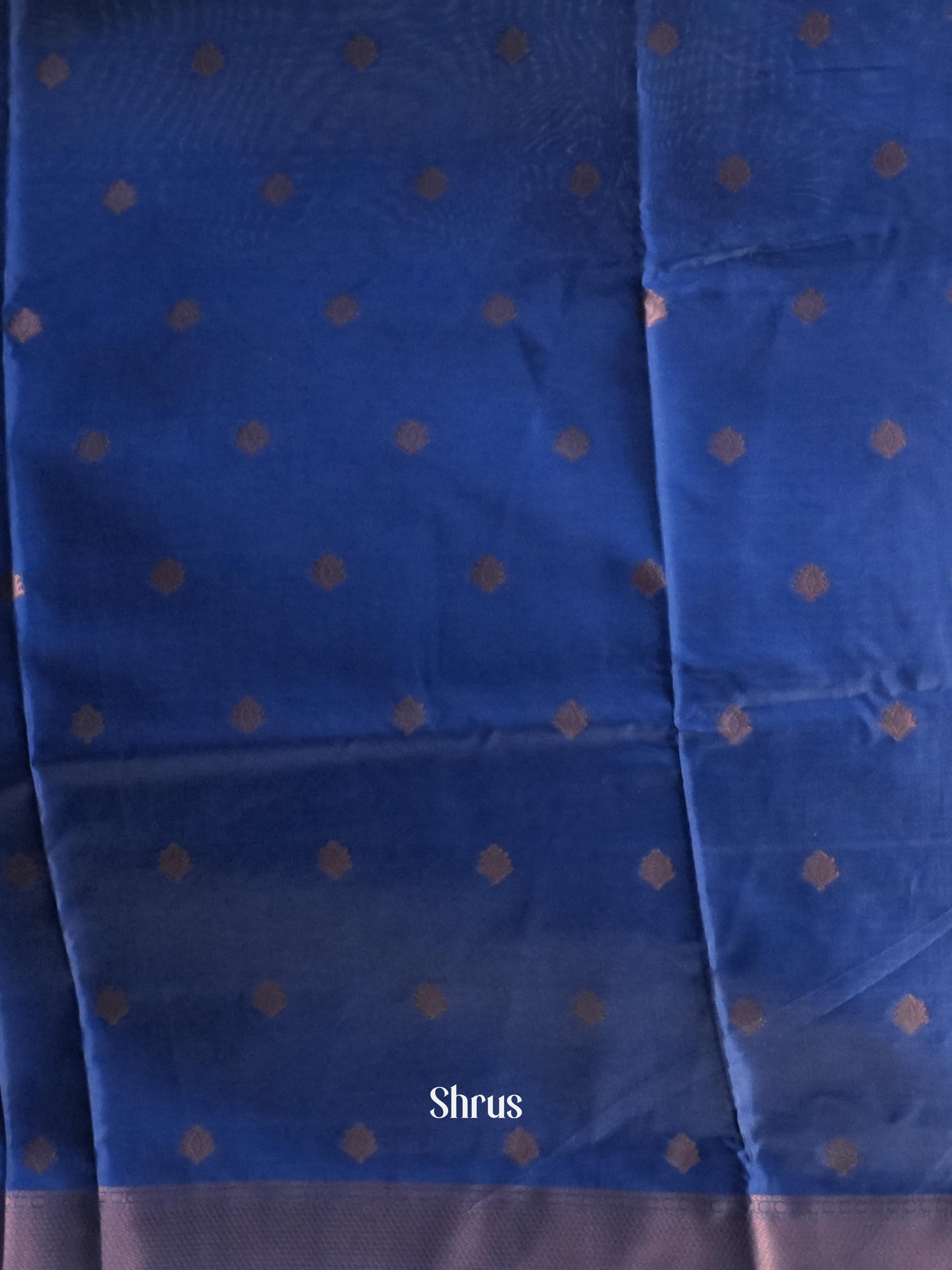 Greyish Blue & Blue - Semi Softsilk Saree