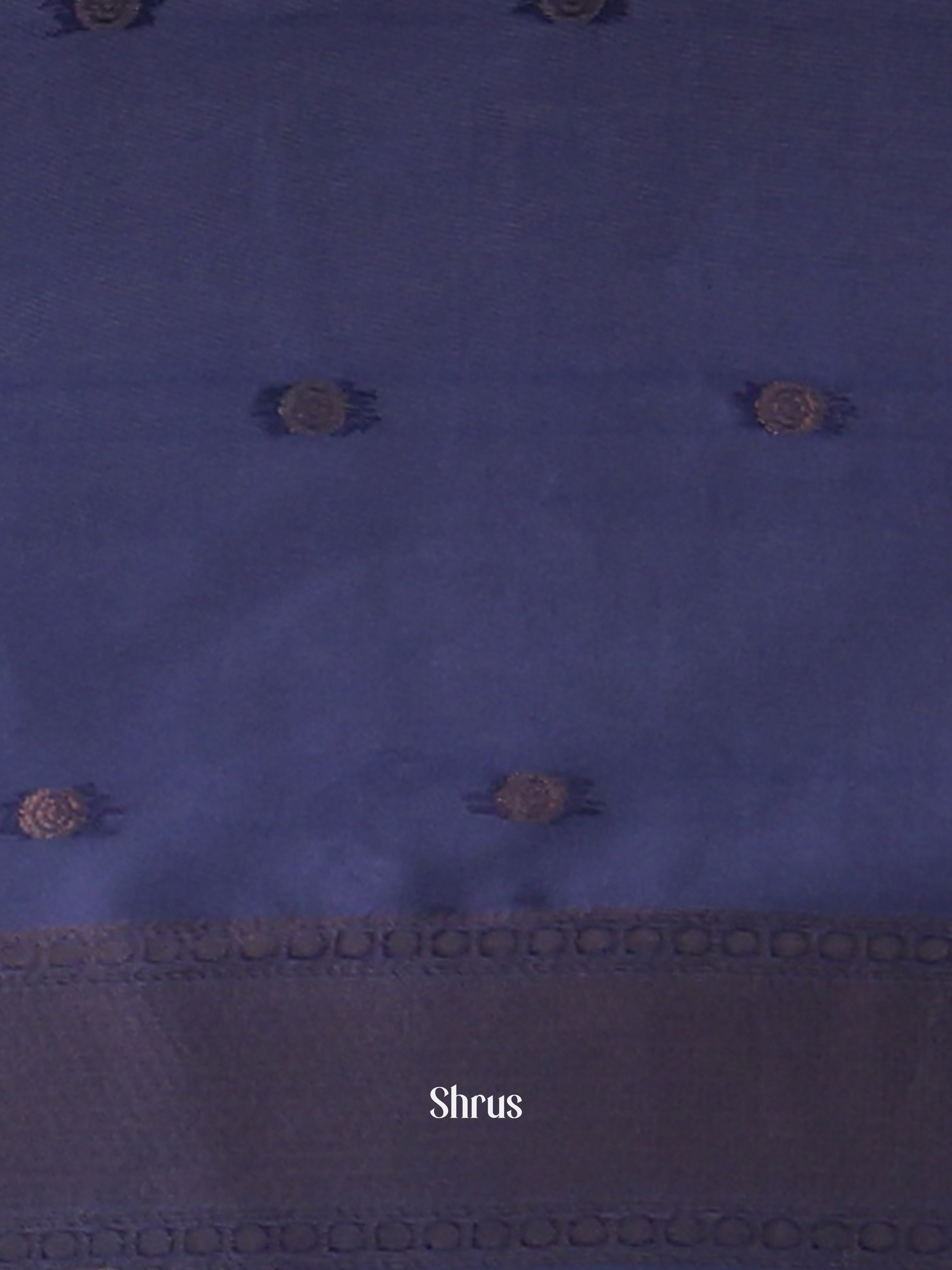 Greyish Blue & Blue- Semi Softsilk Saree