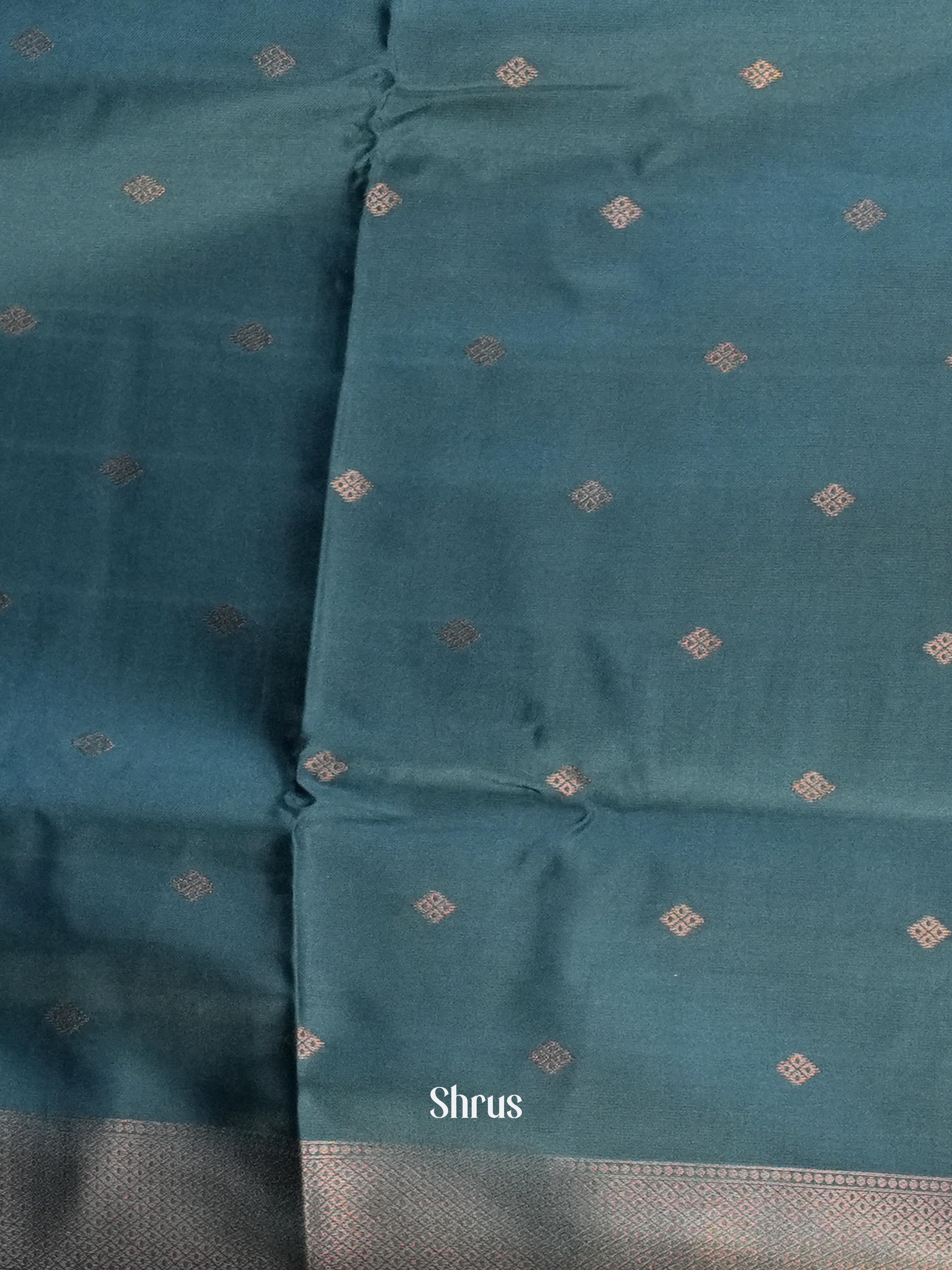 Grey & Blue- Semi Softsilk Saree