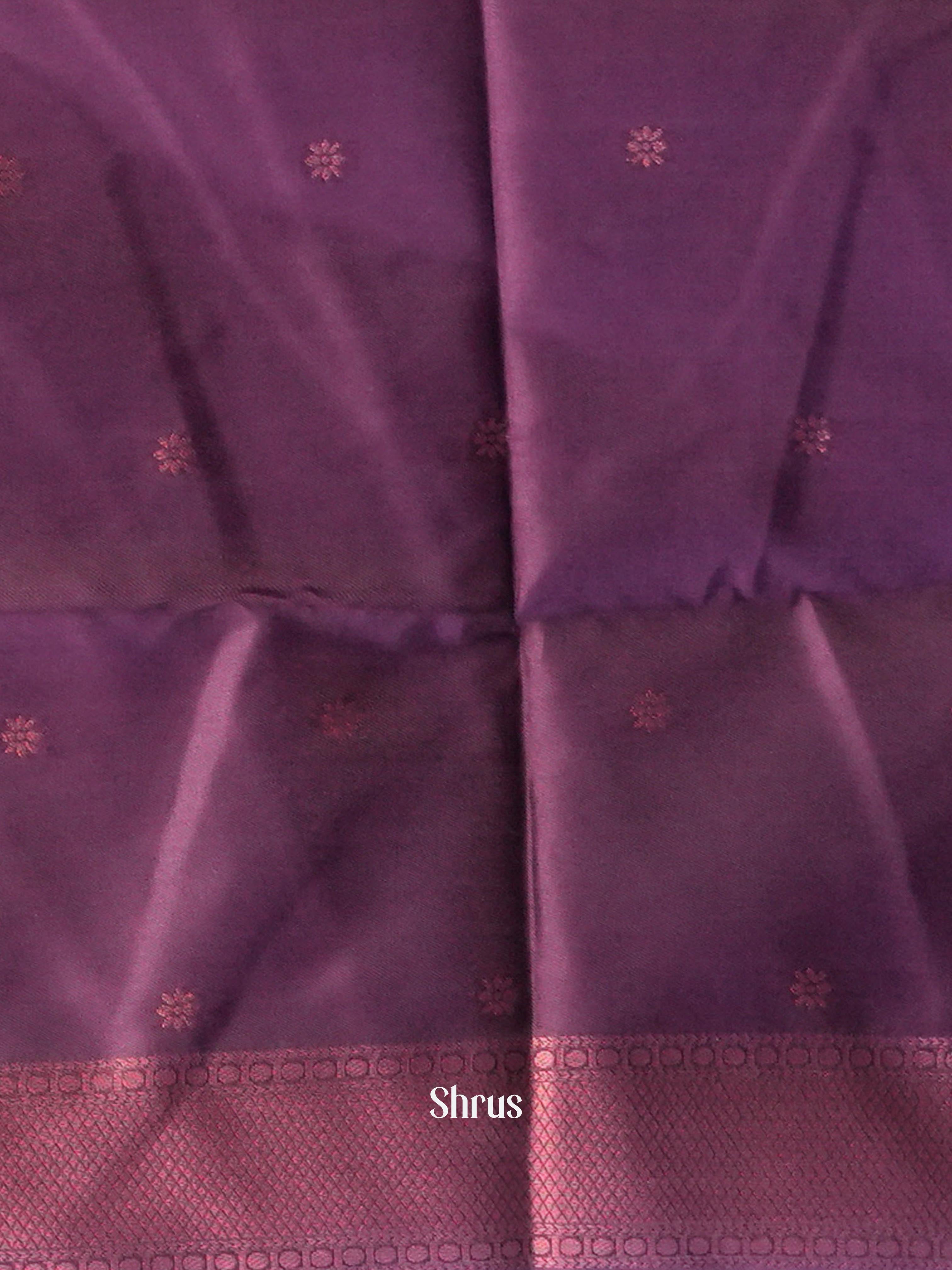 Pastel green & Purple - Semi Softsilk Saree