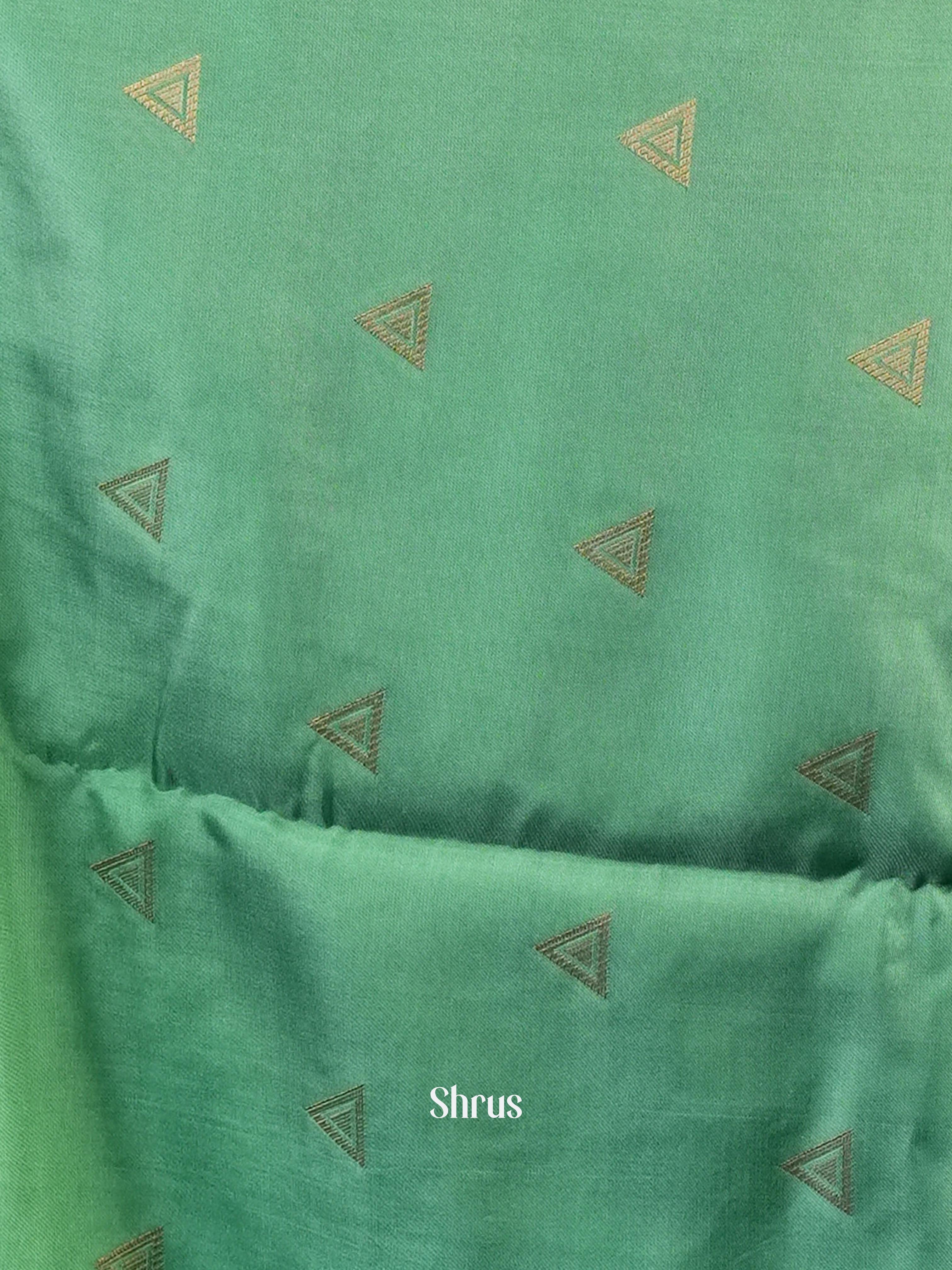 Grey Green & Green - Semi Softsilk Saree