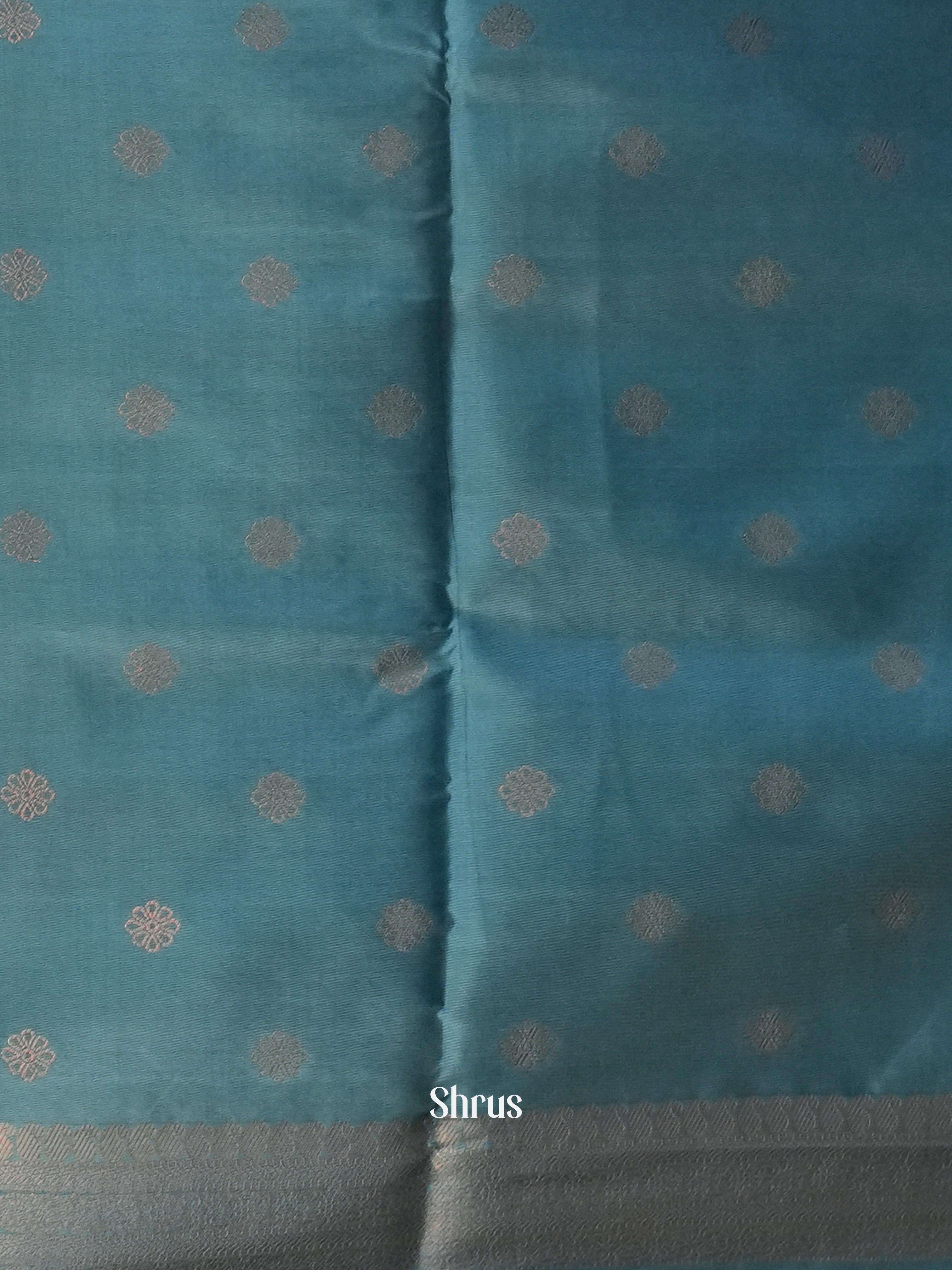 Grey & Blue - Semi Softsilk Saree