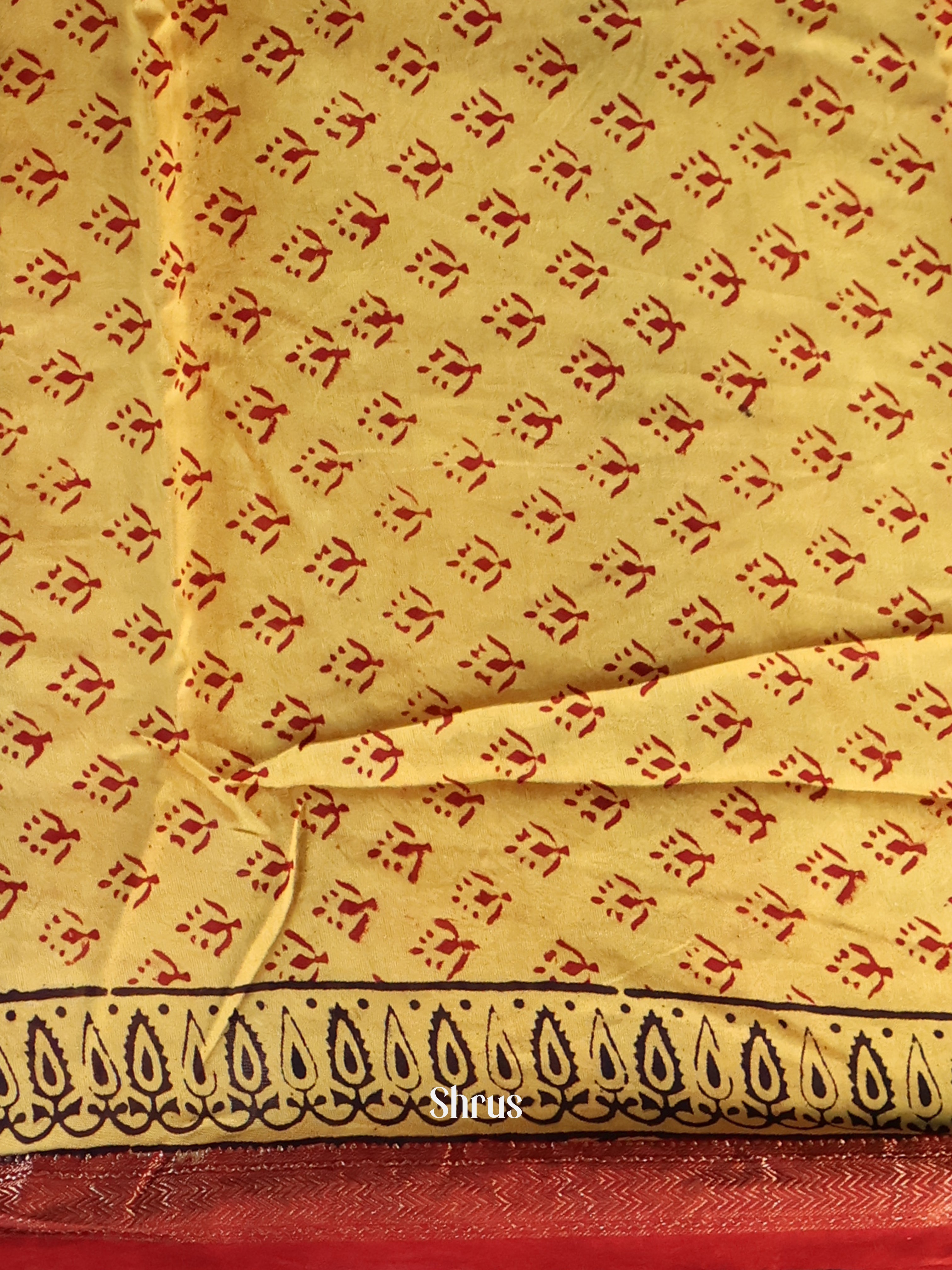 Red & Yellow - Maheshwari silkcotton Saree