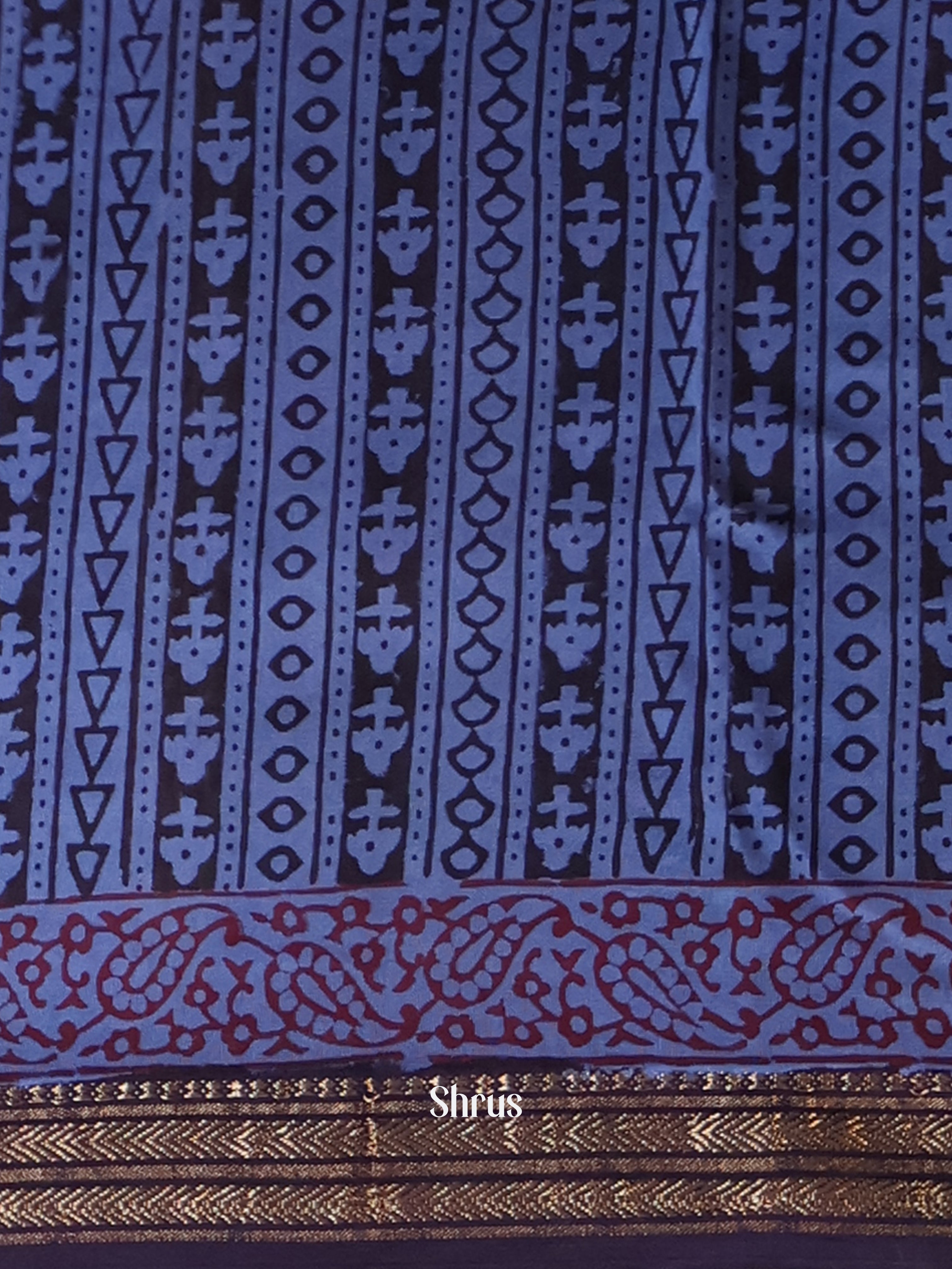 Blue & Black- Maheshwari silkcotton Saree