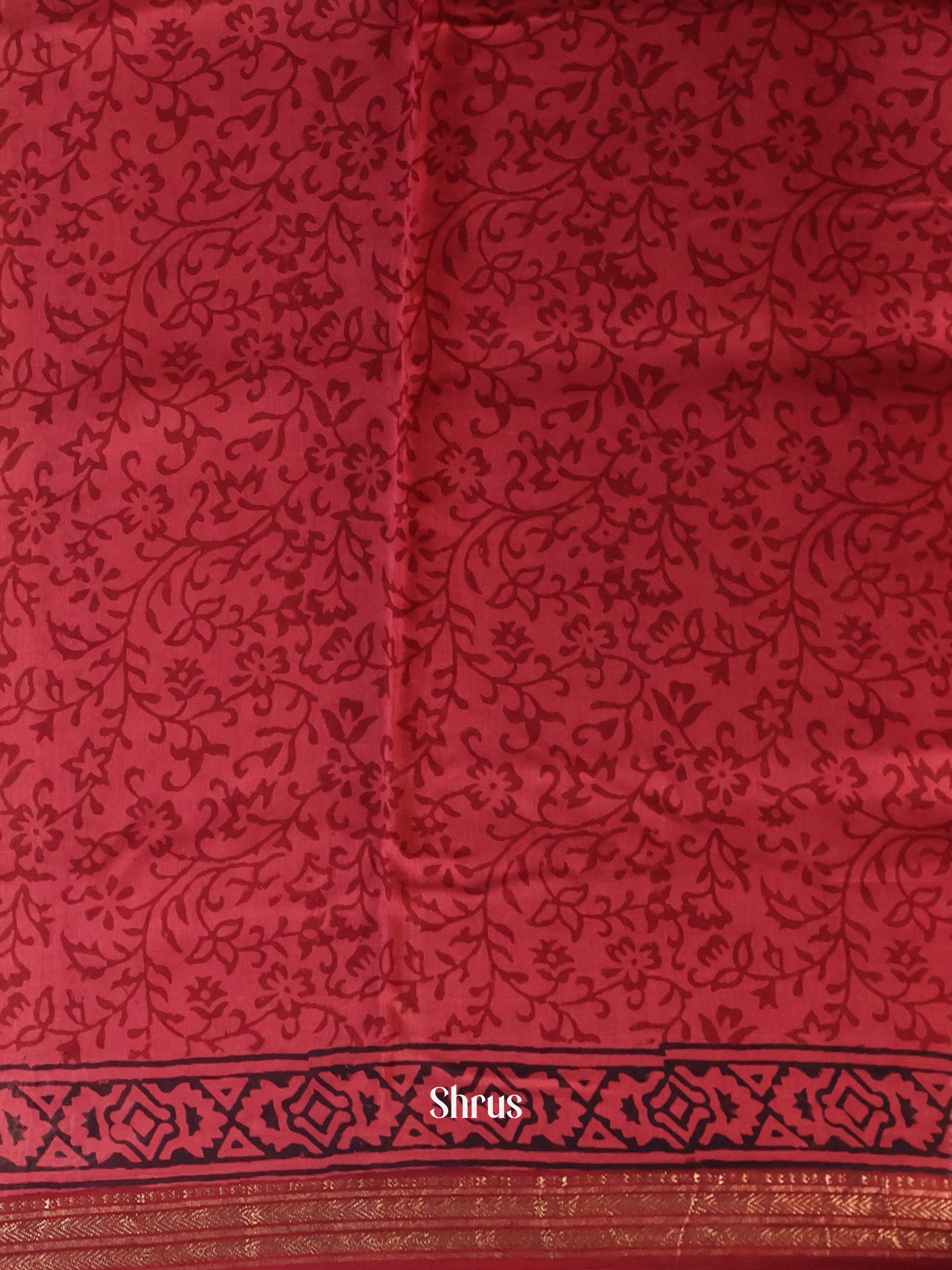 Red- Maheshwari silkcotton Saree