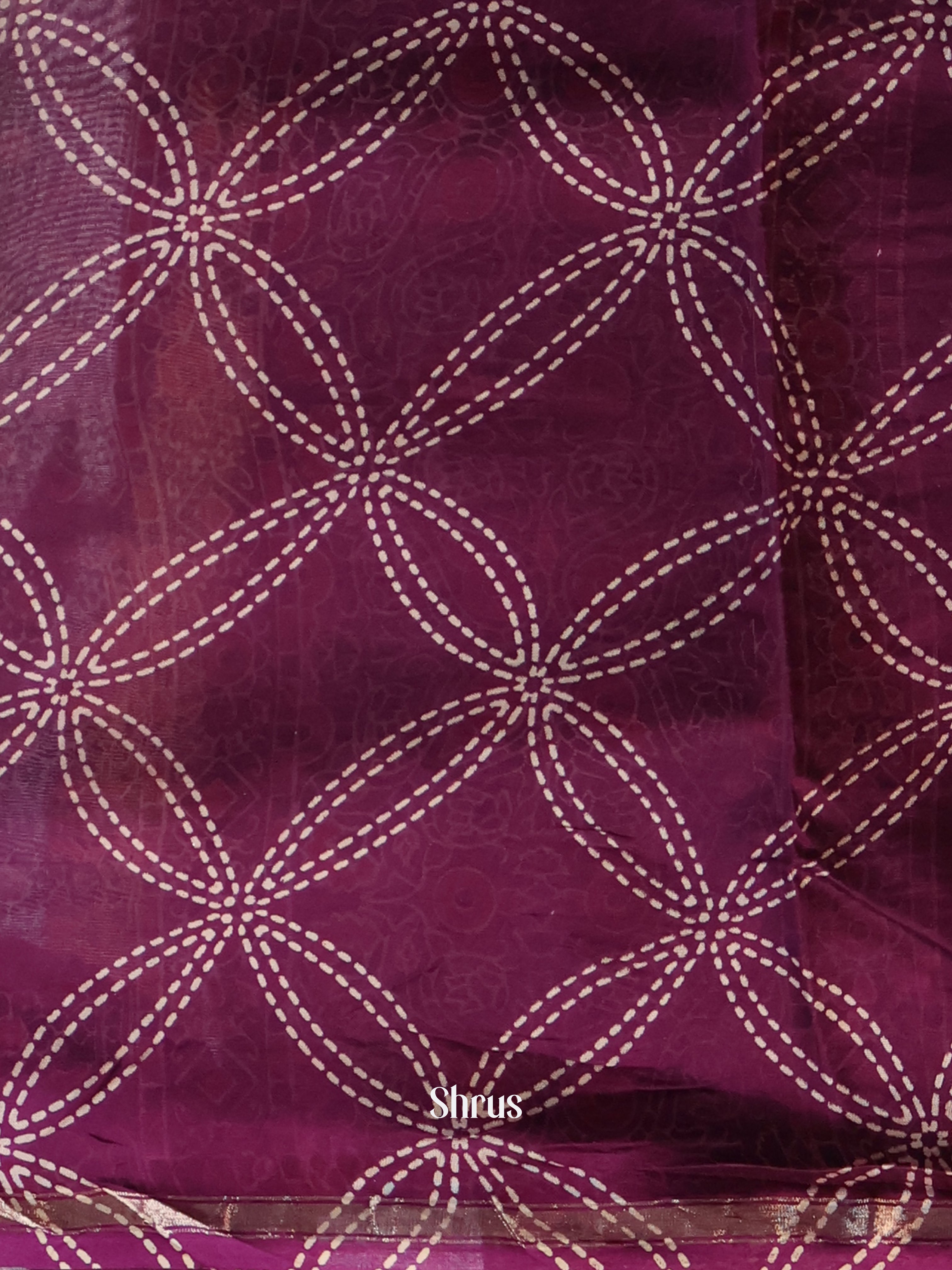 Purple - Maheshwari silkcotton Saree