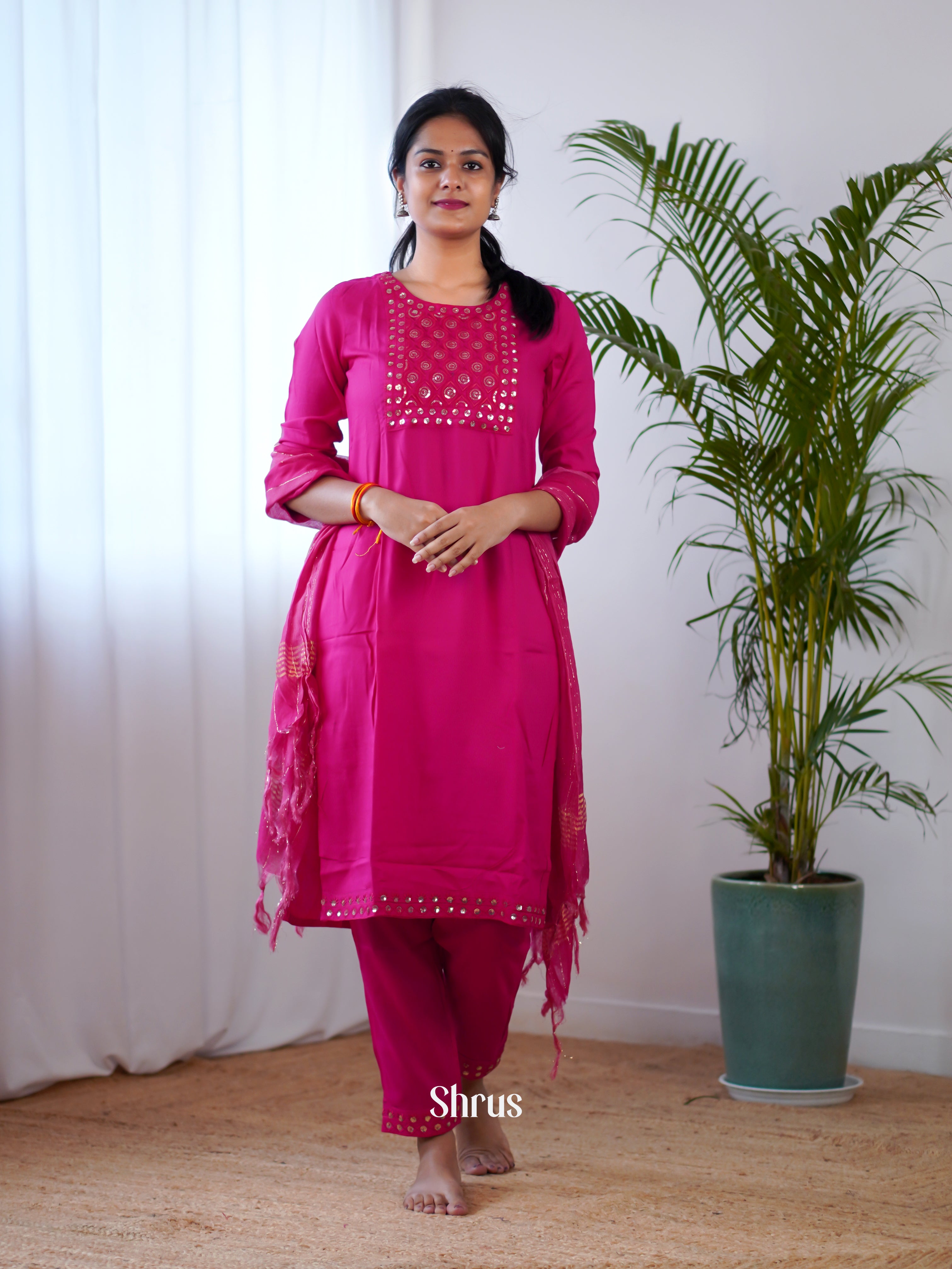 Pink -3pc  Readymade Suits