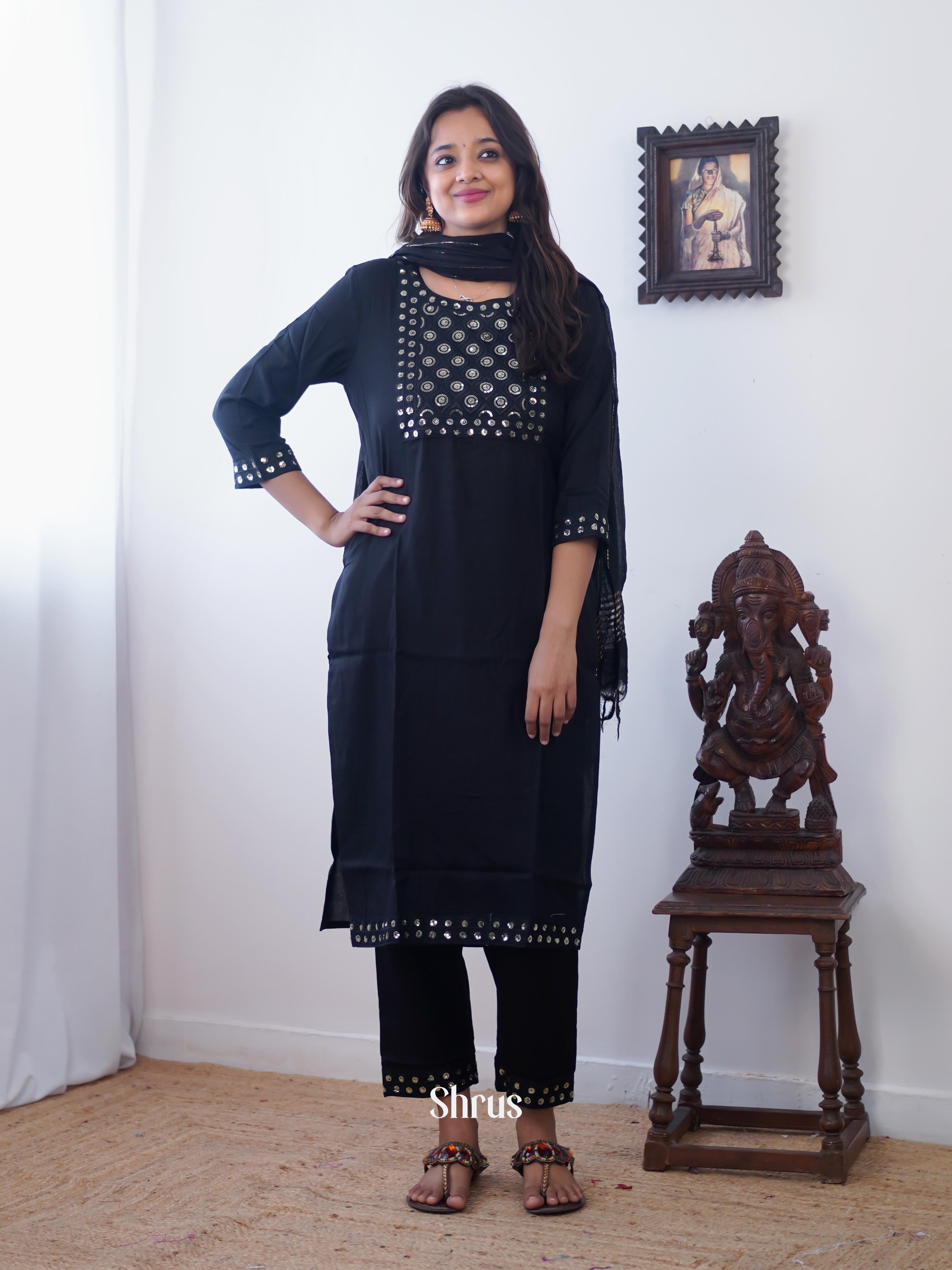 Black -3pc  Readymade Suits